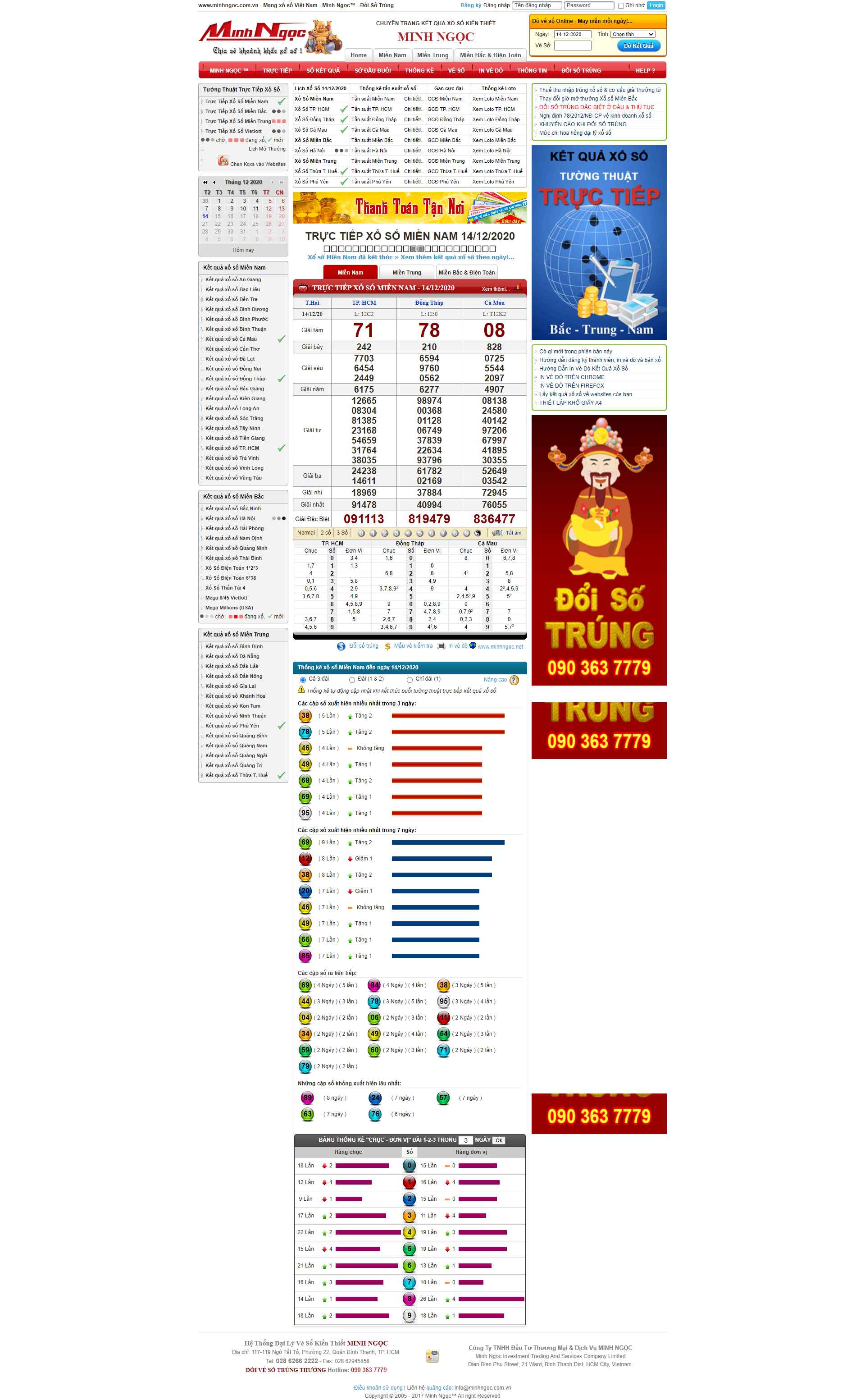 Thiết kế Website web trực tiếp xổ số - wwwminhngoccomvn