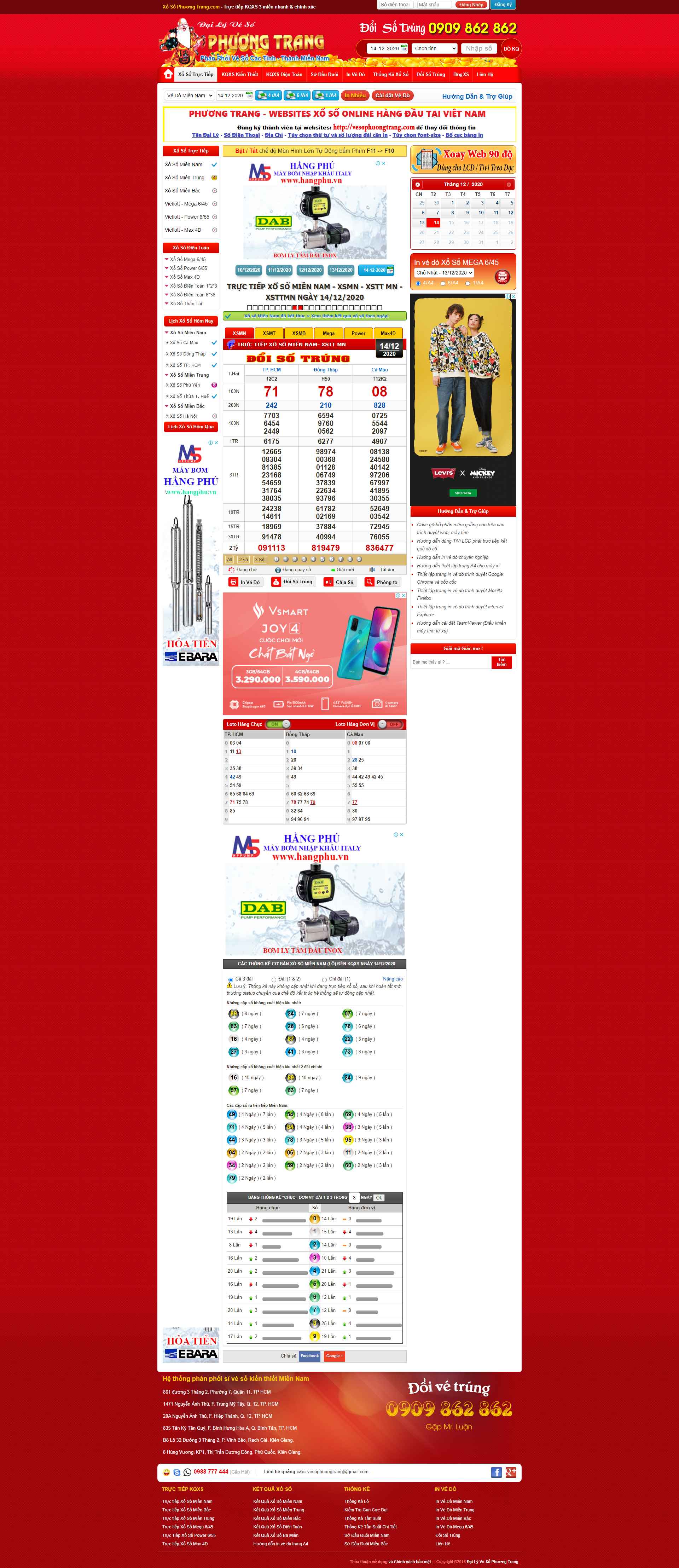 Thiết kế Website web trực tiếp xổ số - vesophuongtrangcom