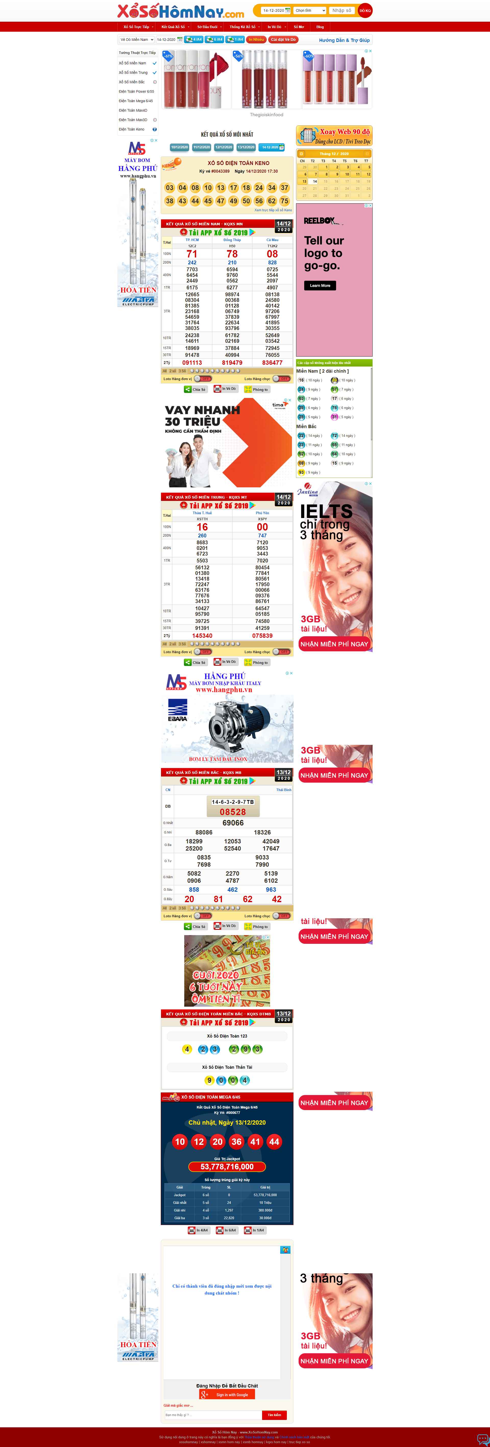 Thiết kế Website web trực tiếp xổ số - xosohomnaycomvn