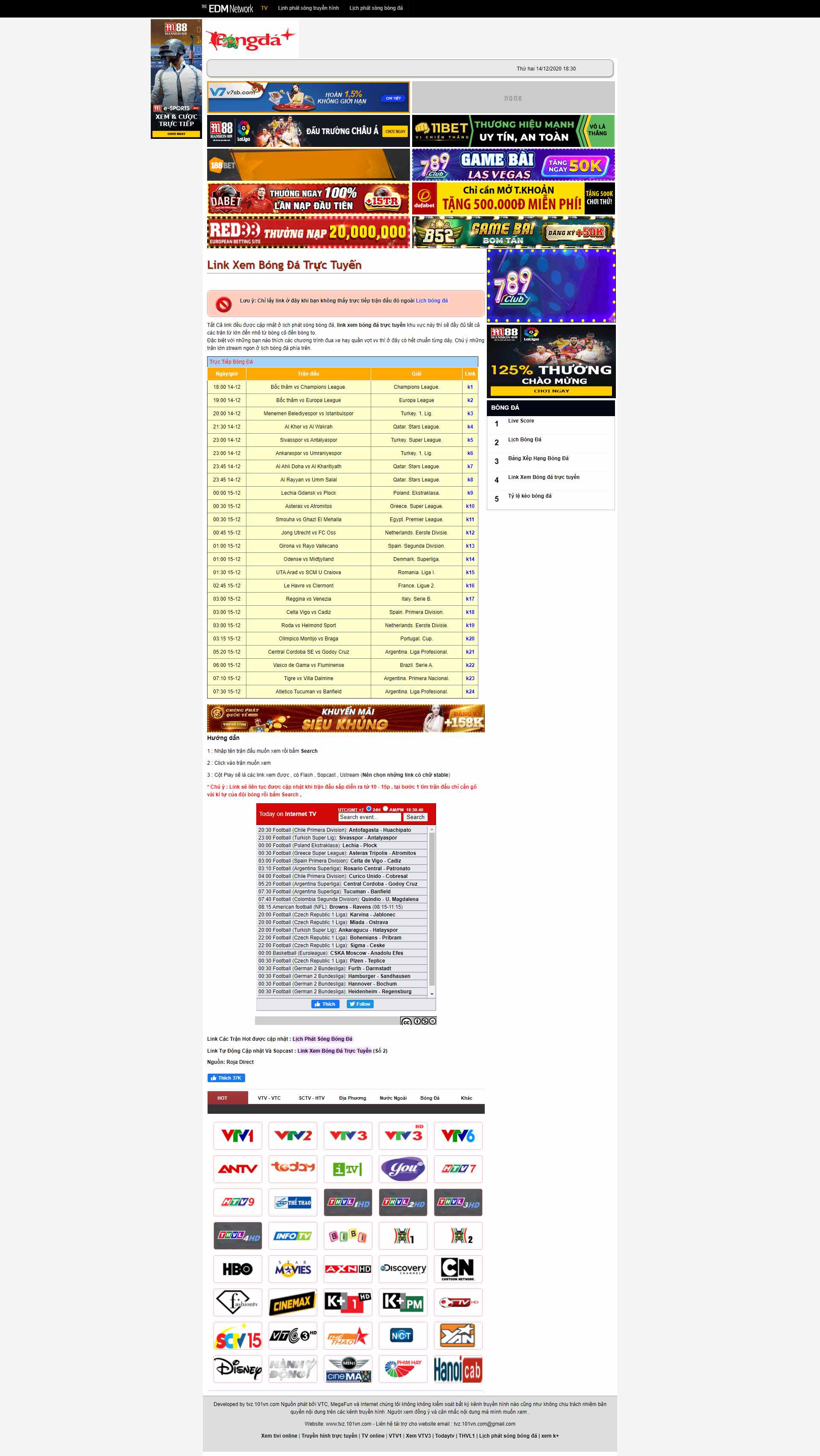 Thiết kế Website web trực tiếp bóng đá - tvz101vncom
