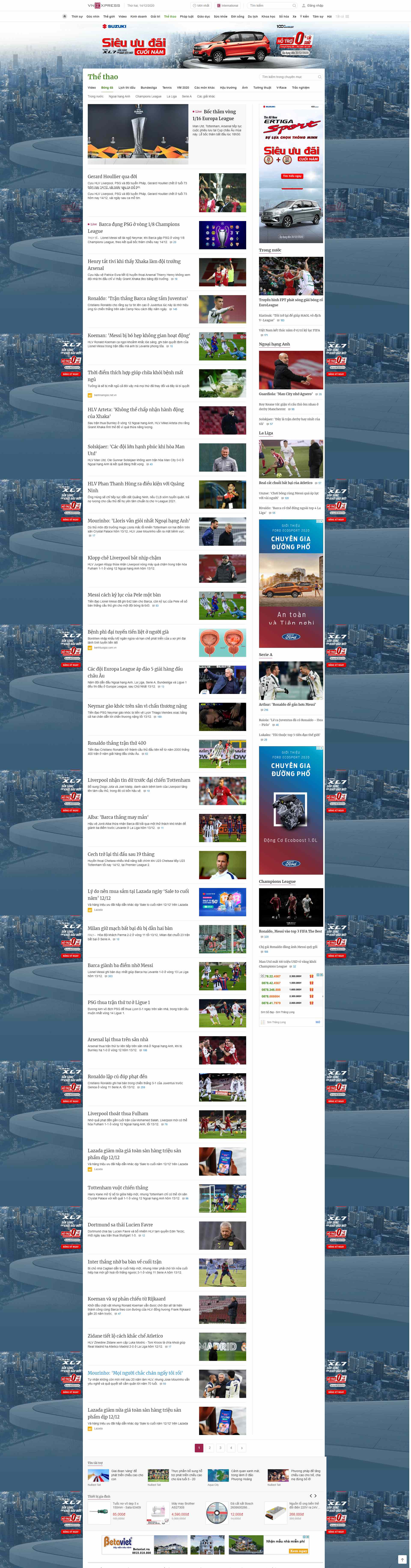 Thiết kế Website web trực tiếp bóng đá - vnexpressnet