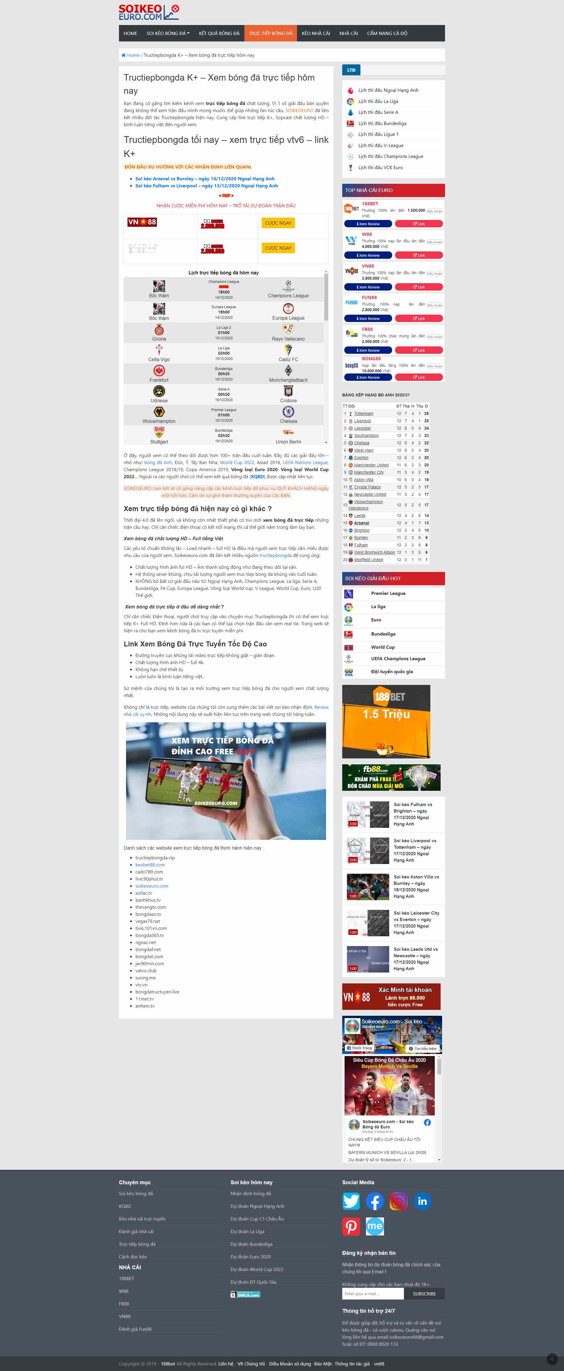 Thiết kế Website web trực tiếp bóng đá - soikeoeurocom