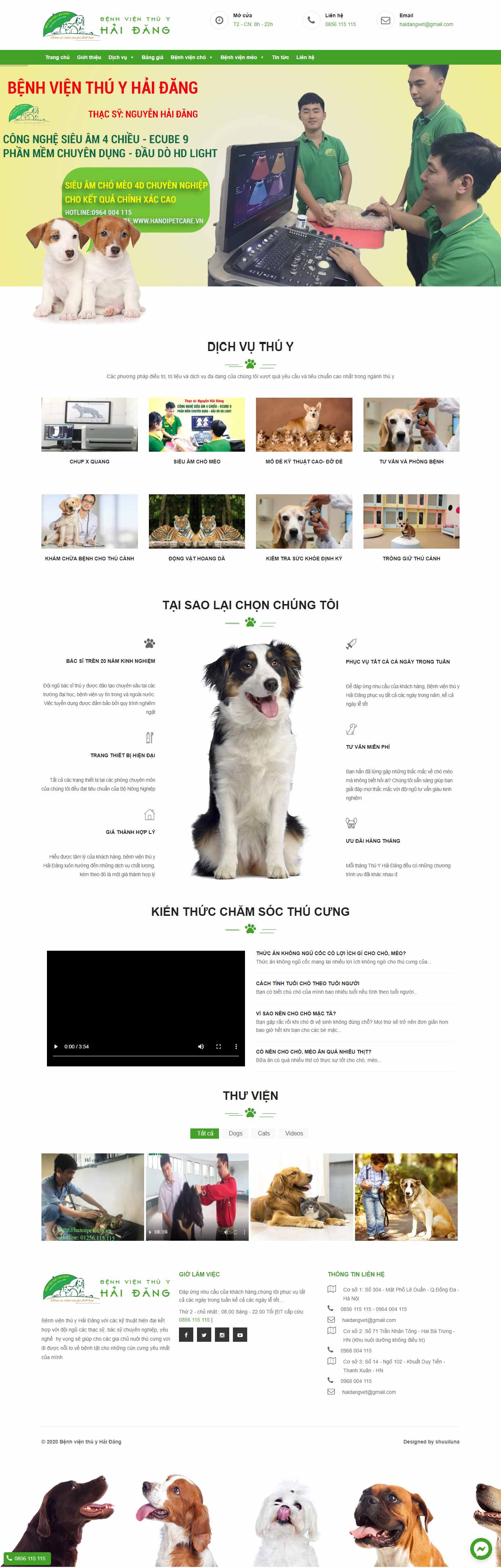 Thiết kế Website Web Dịch Vụ Thú Y - hanoipetcarevn