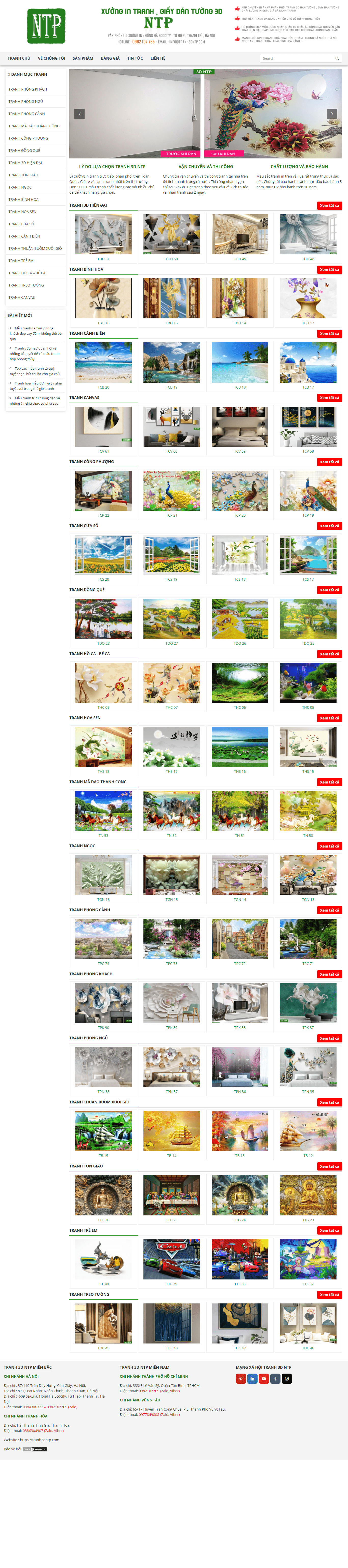 Thiết kế Website Web Tranh Dán Tường - tranh3dntpcom