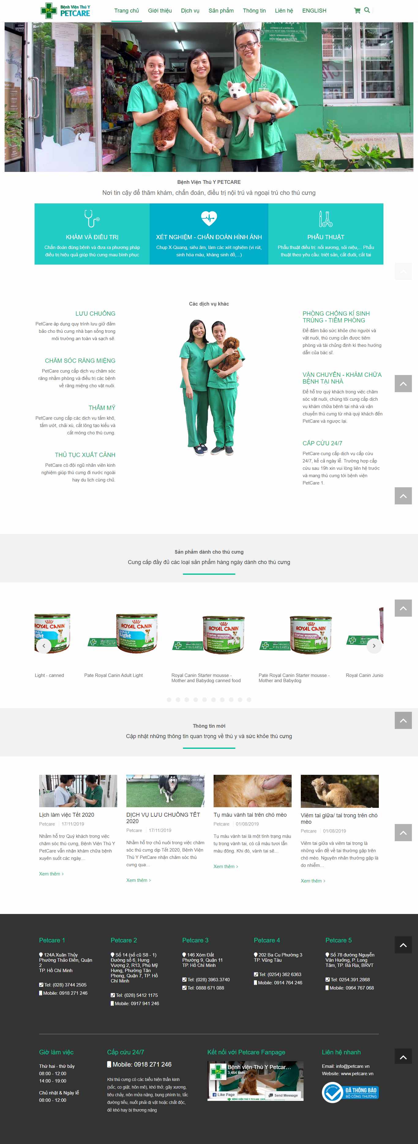 Thiết kế Website Web Dịch Vụ Thú Y - petcarevn