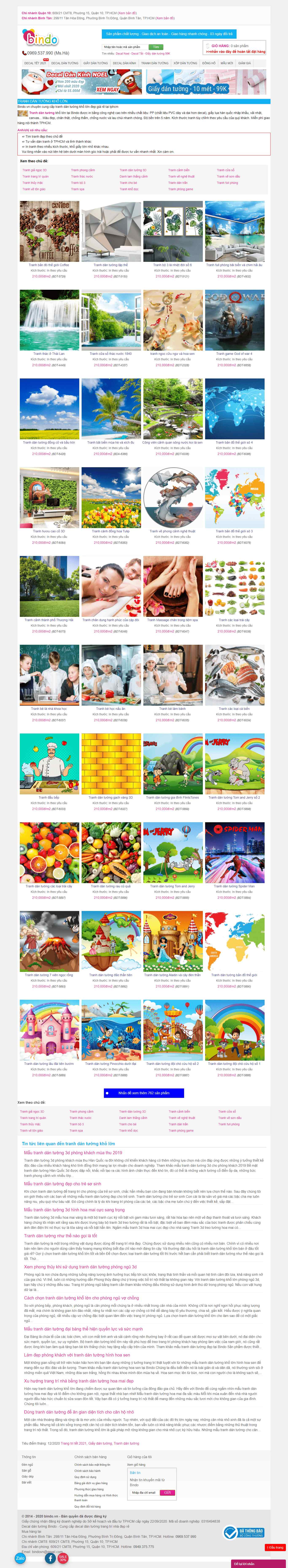 Thiết kế Website Web Tranh Dán Tường - wwwbindovn