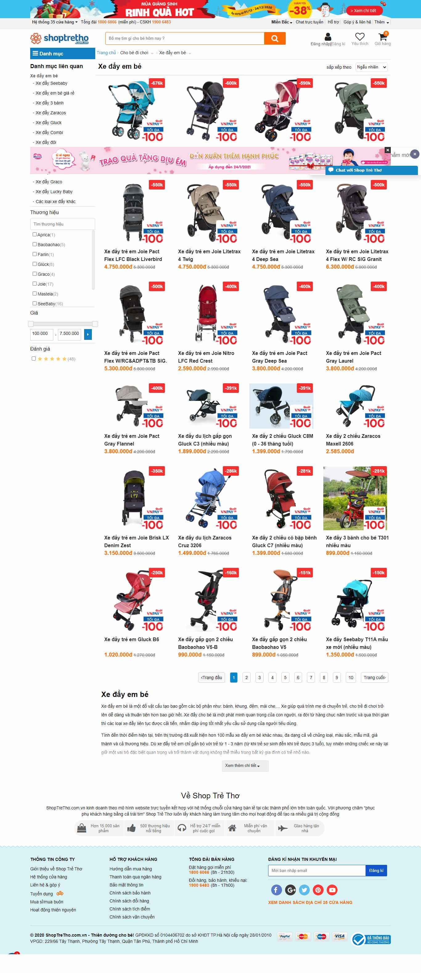 Thiết kế Website Web Xe đẩy cho bé - shoptrethocomvn