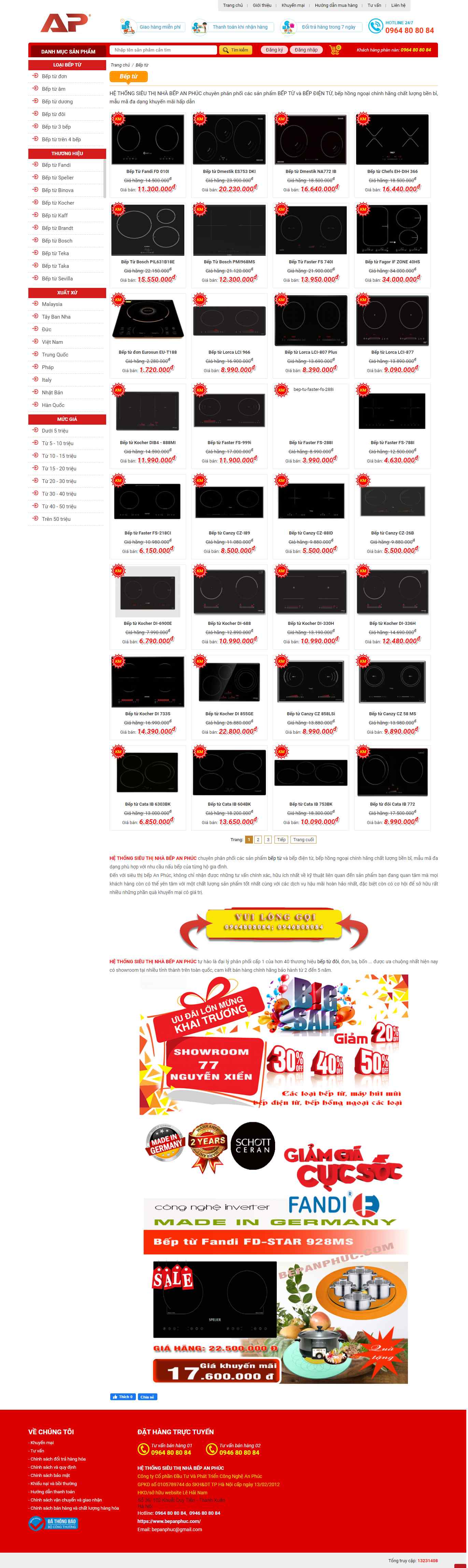 Thiết kế Website Web bán bếp từ - wwwbepanphuccom