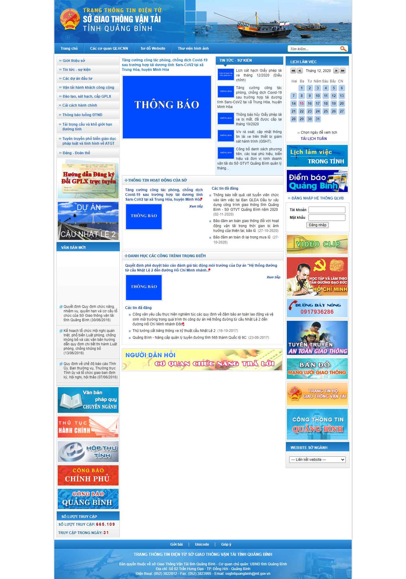 Thiết kế Website Web Giao Thông Vận Tải - sgtvtquangbinhgovvn