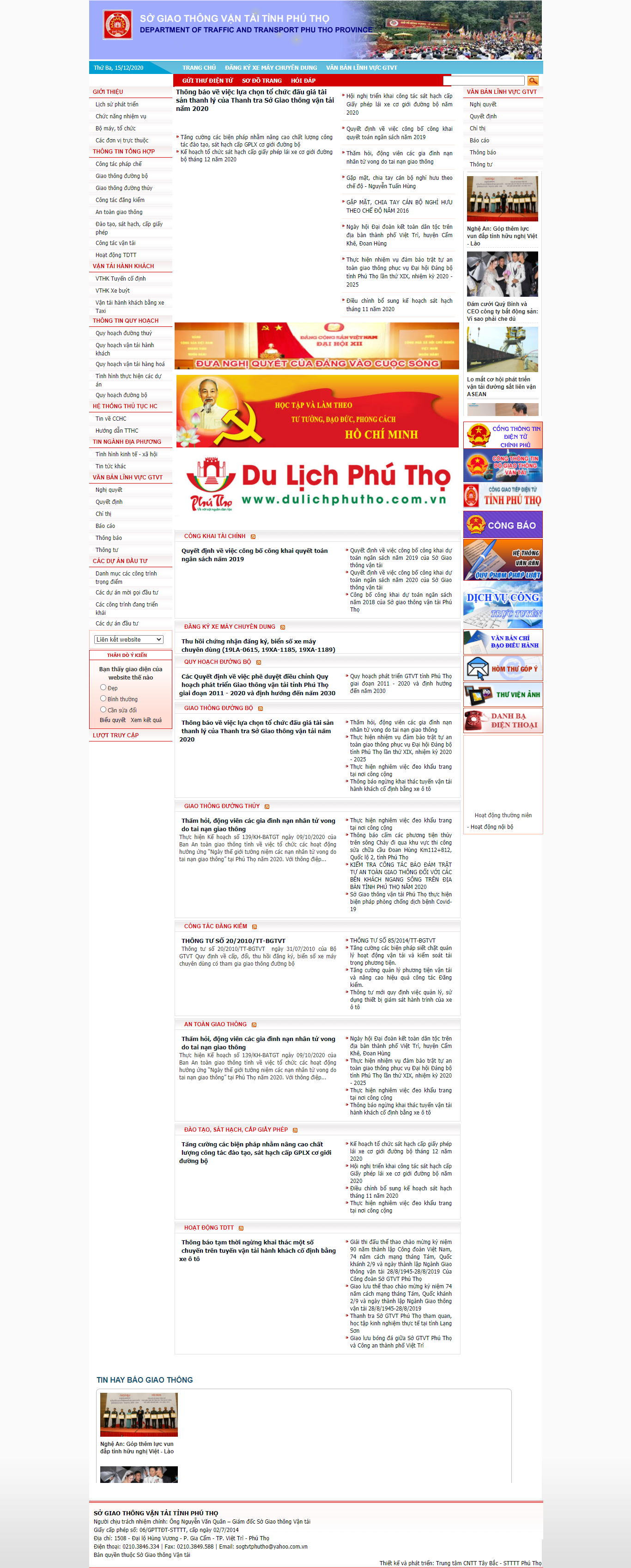 Thiết kế Website Web Giao Thông Vận Tải - sogtvtphuthogovvn