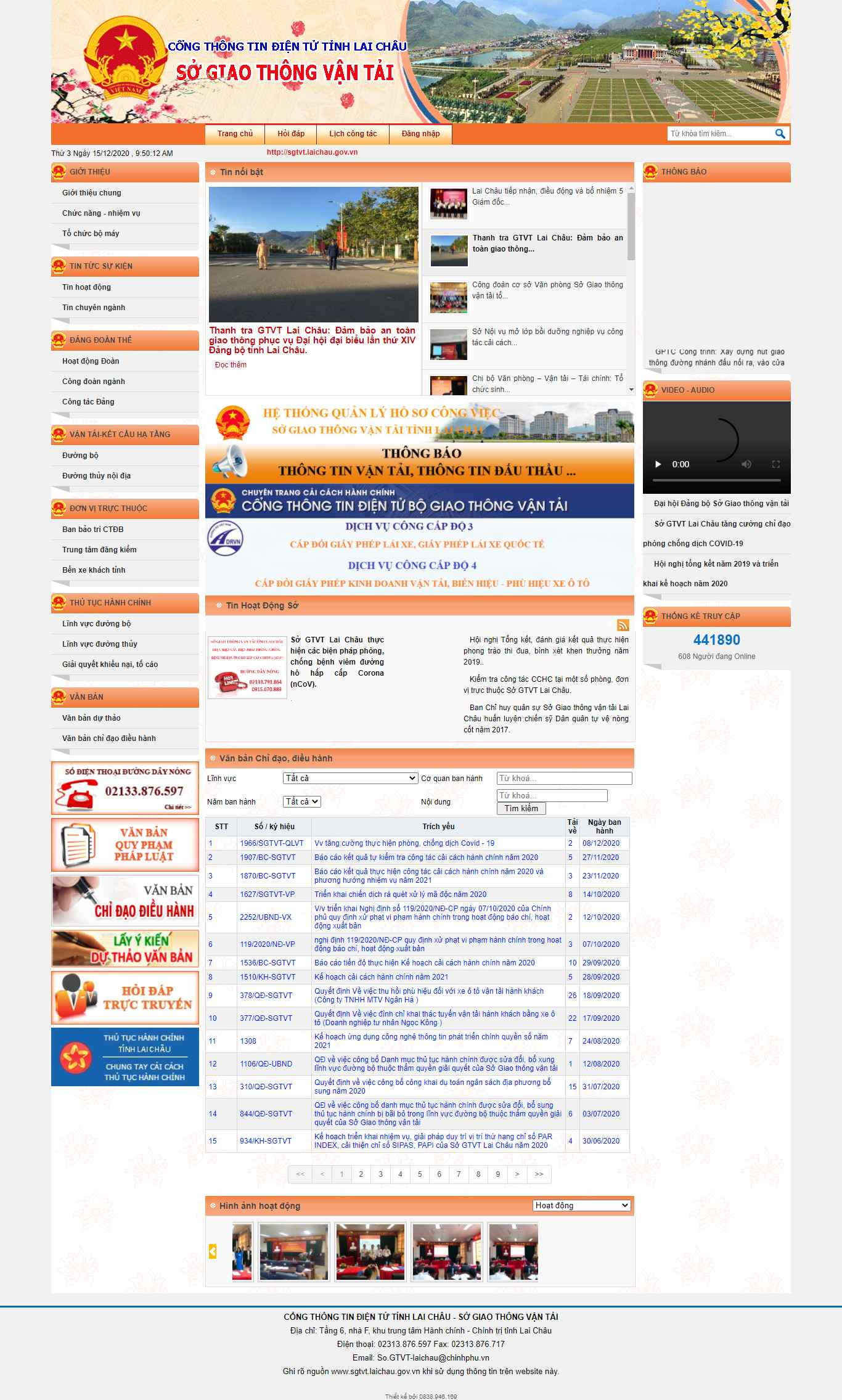 Thiết kế Website Web Giao Thông Vận Tải - sgtvtlaichaugovvn