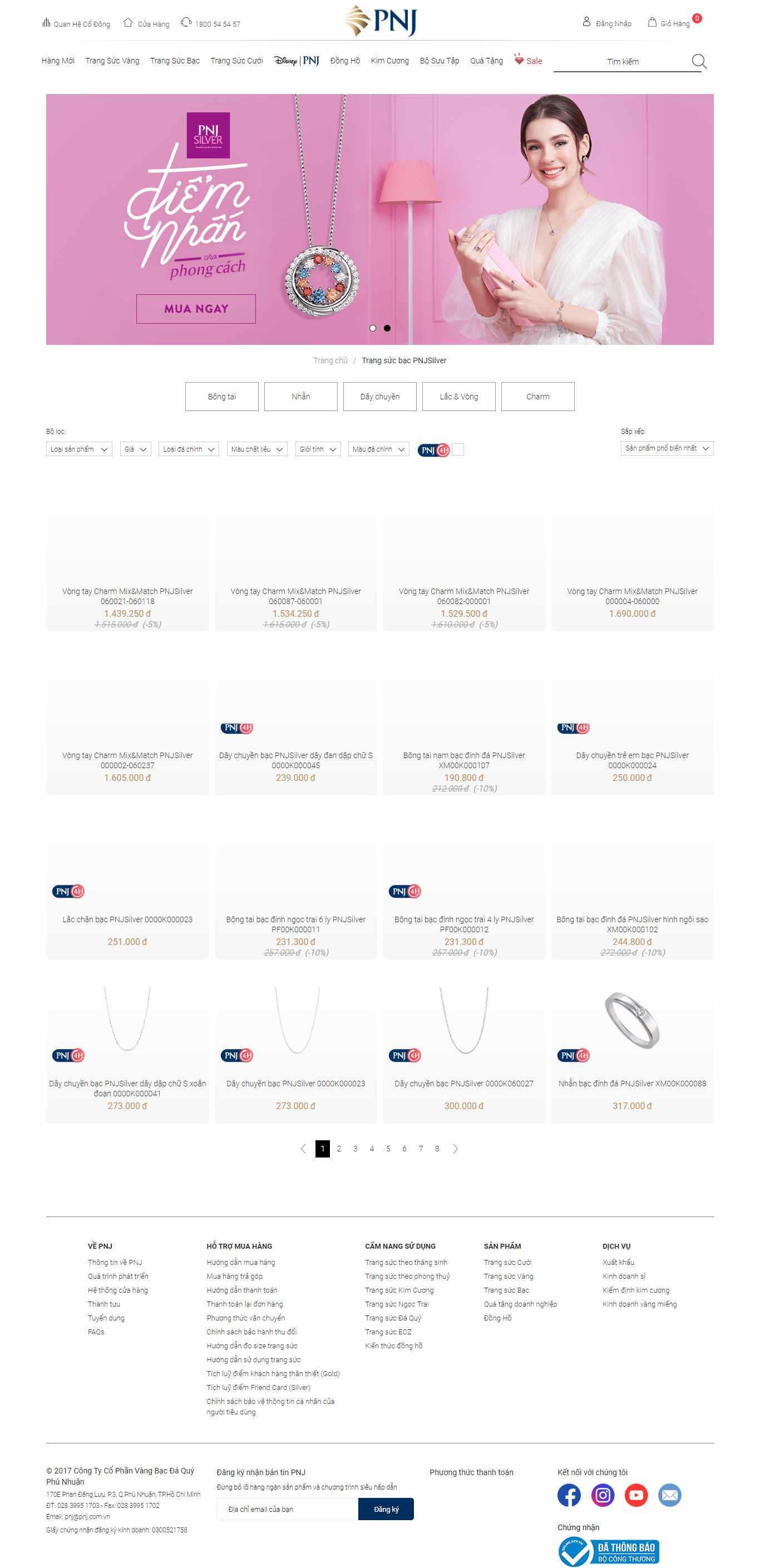 Thiết kế Website Web Đồ Trang Sức - wwwpnjcomvn