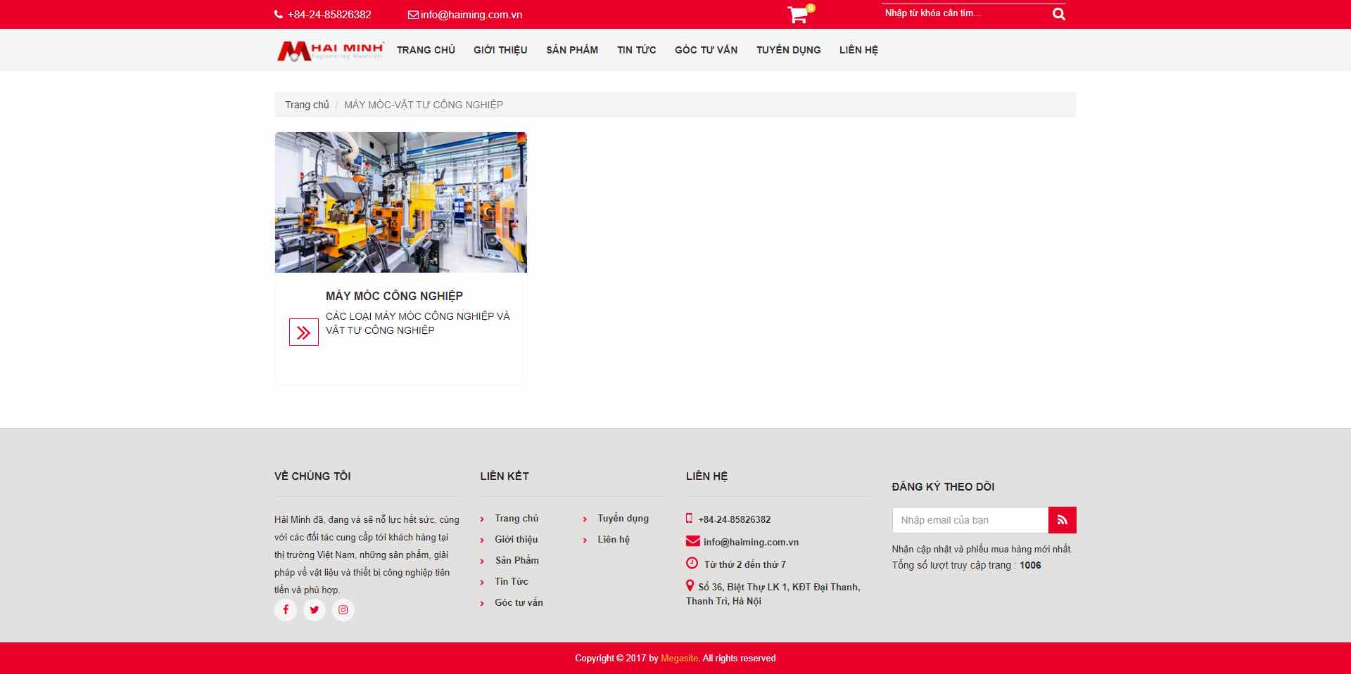Thiết kế Website web máy móc công nghiệp - haimingcomvn