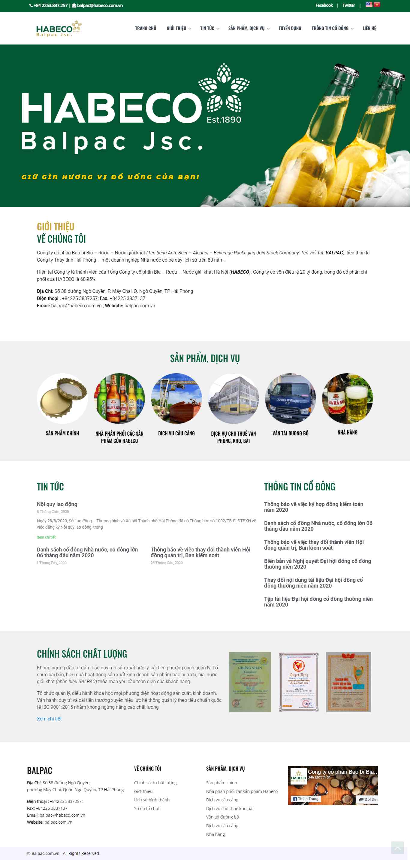 Thiết kế Website Web BiaNước Giải Khát - wwwbalpaccomvn