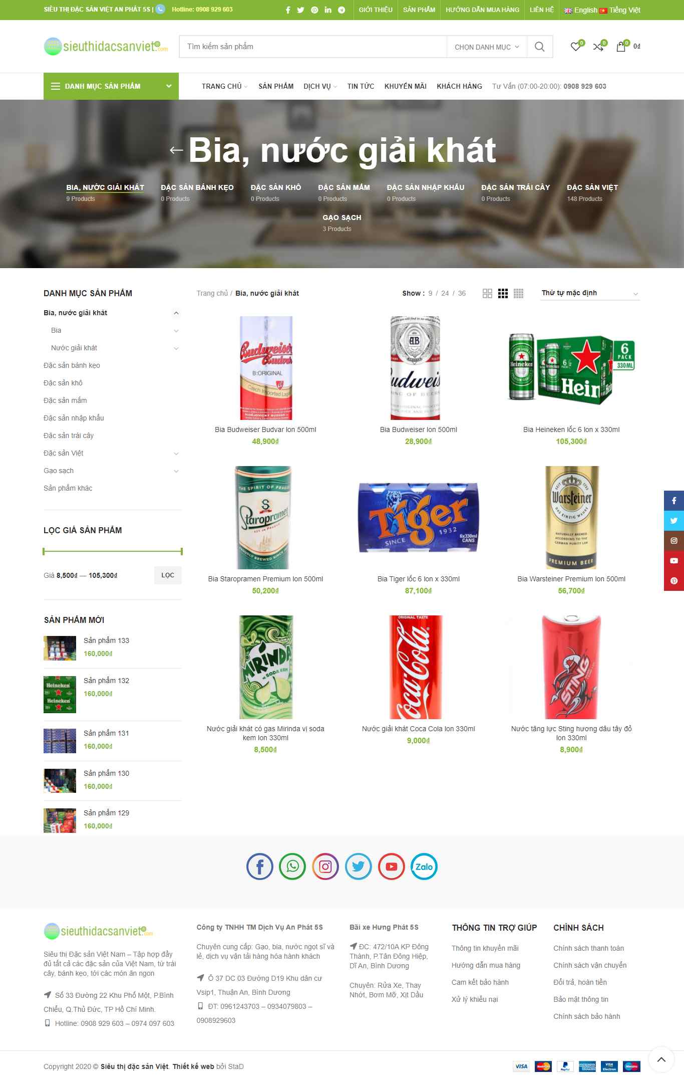 Thiết kế Website Web BiaNước Giải Khát - sieuthidacsanvietcom