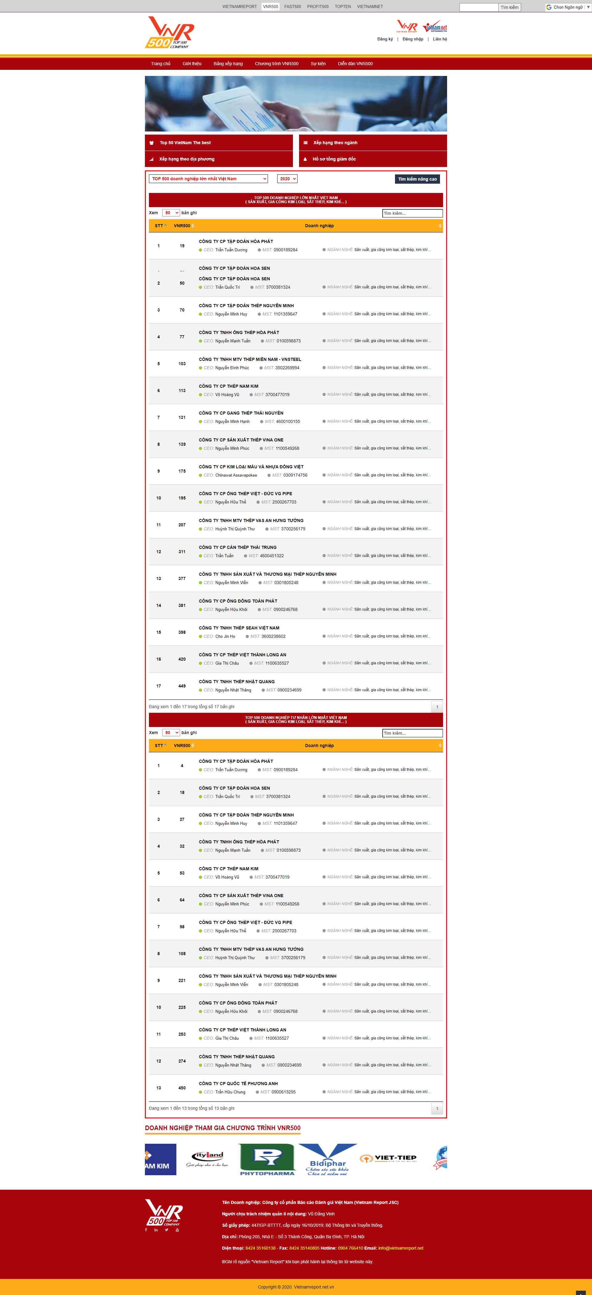 Thiết kế Website web bán dây thép kim loại - vnr500comvn