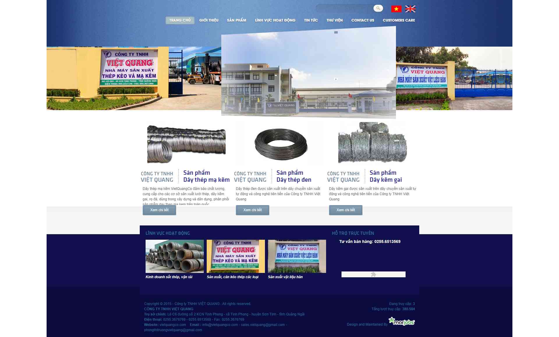 Thiết kế Website web bán dây thép kim loại - vietquangcocom