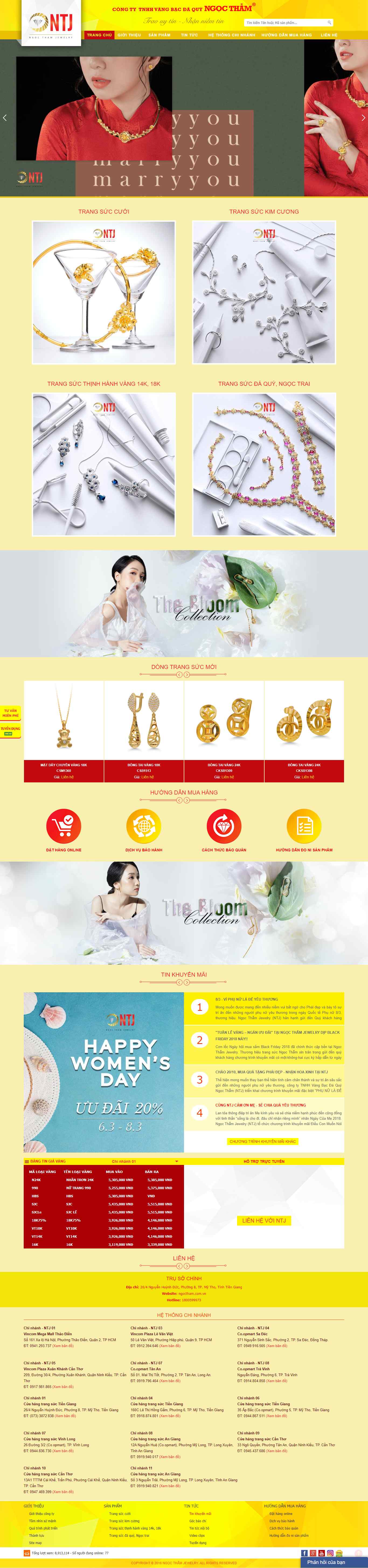 Thiết kế Website Web Vàng Bạc Trang Sức - ngocthamcomvn