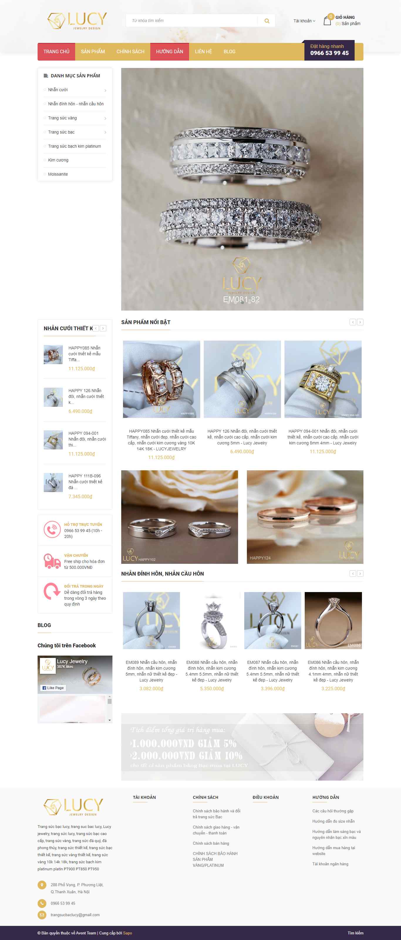 Thiết kế Website Web Vàng Bạc Trang Sức - lucyjewelryvn