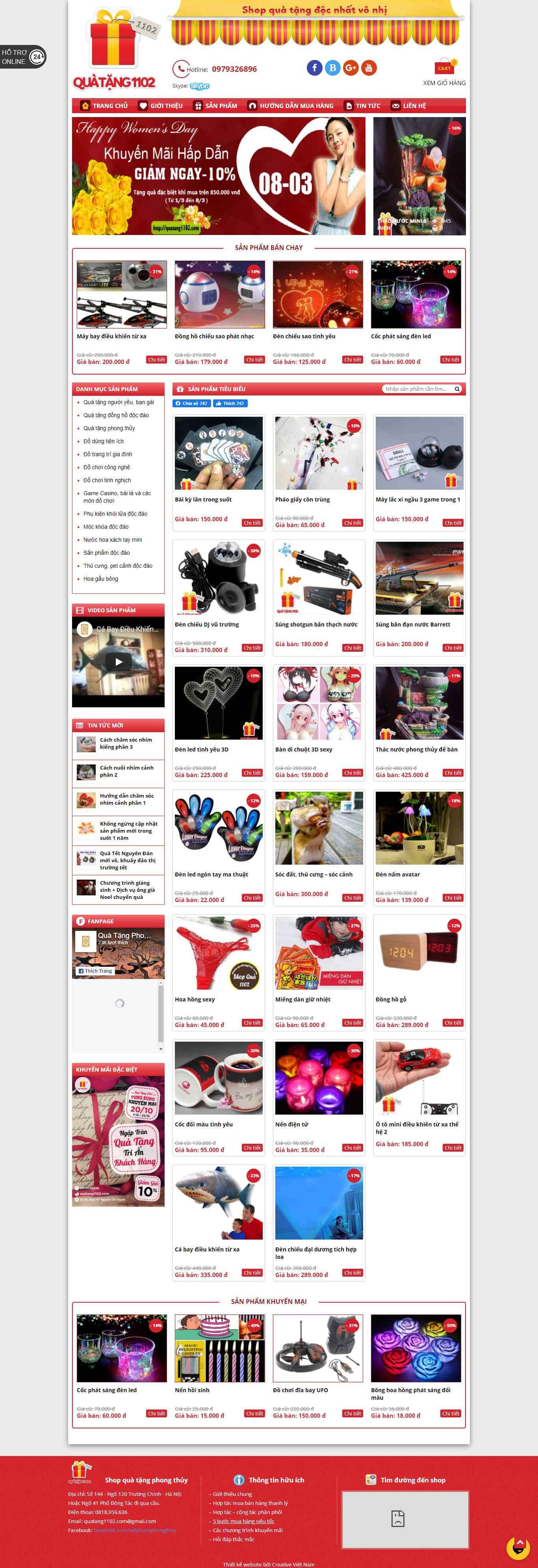 Thiết kế Website Web Vật Phẩm Quà Tặng - quatang1102com