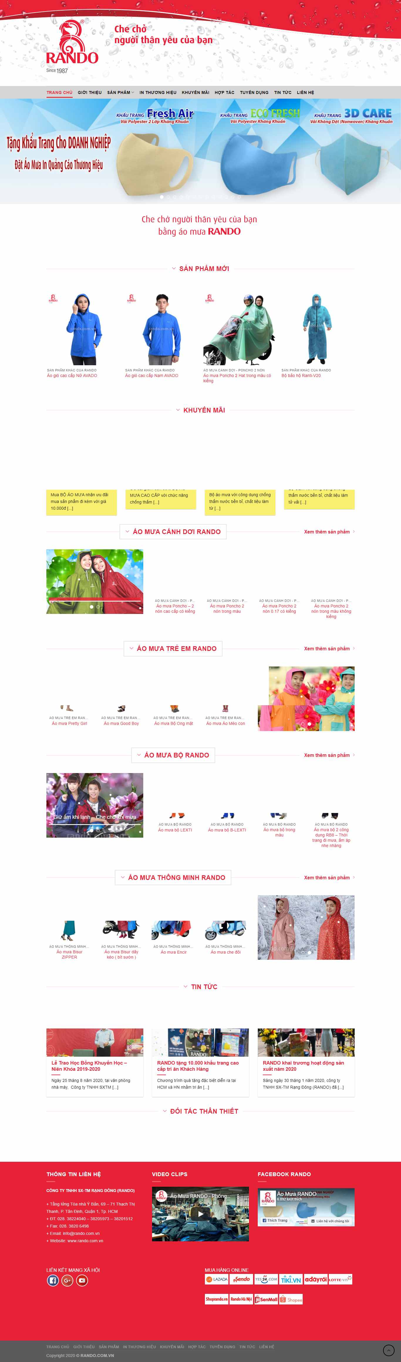 Thiết kế Website Web bán áo mưa - randocomvn