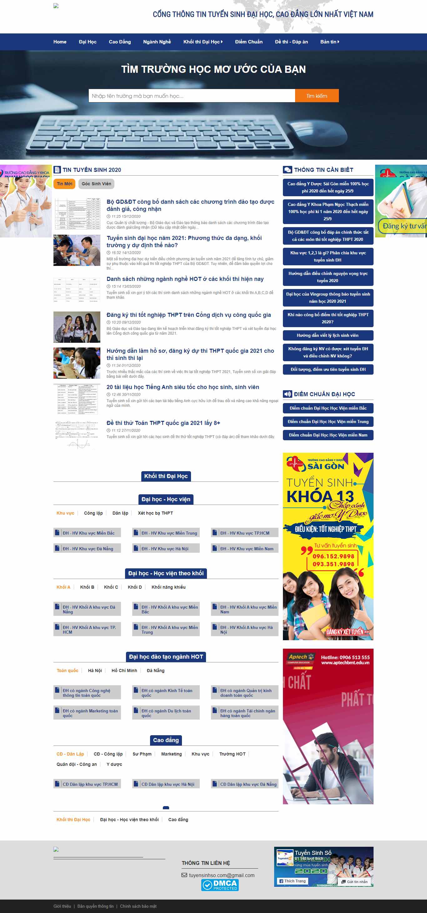 Thiết kế Website Web Tuyển Sinh - tuyensinhsovn