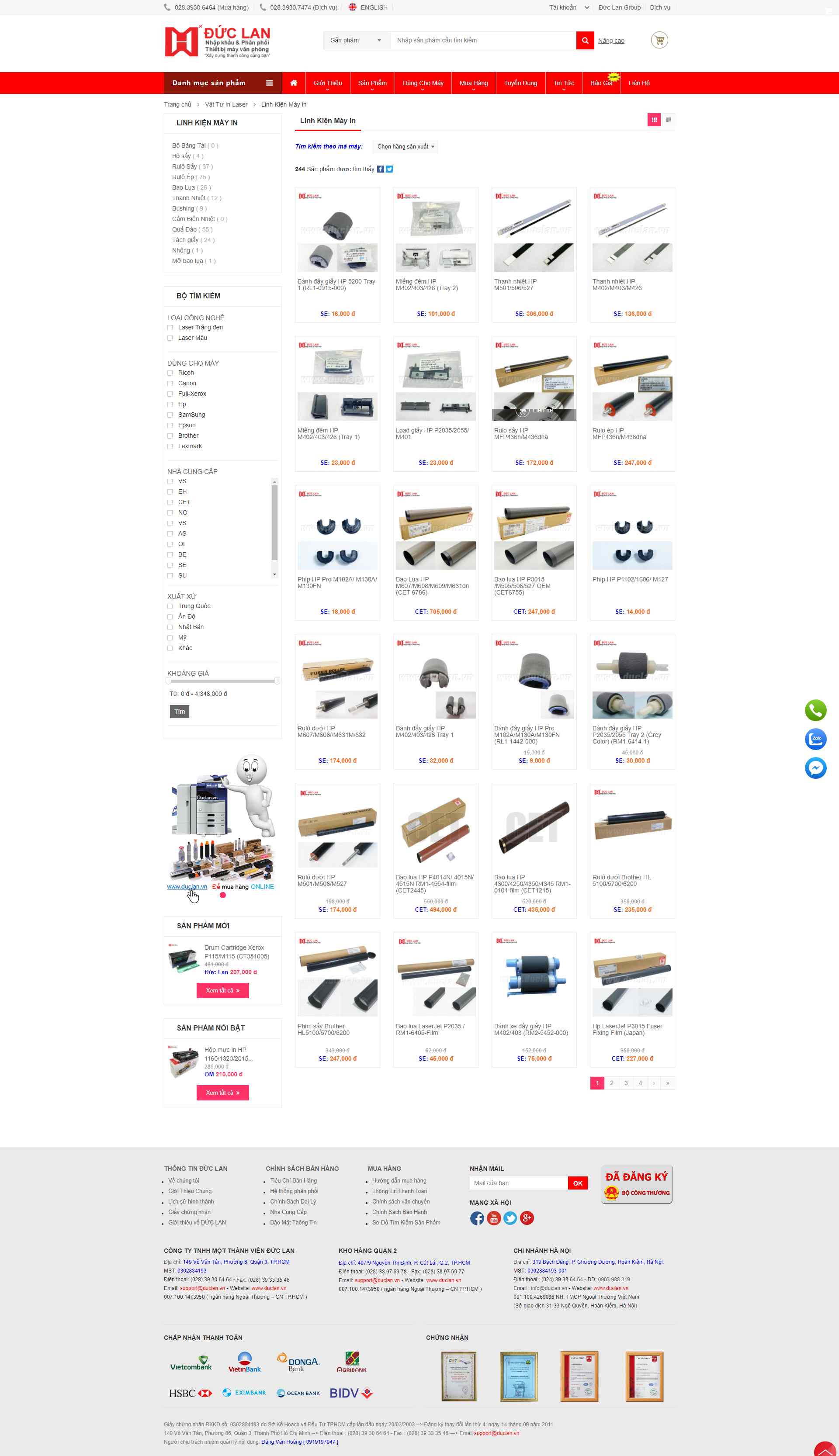 Thiết kế Website web linh kiện máy in - duclanvn