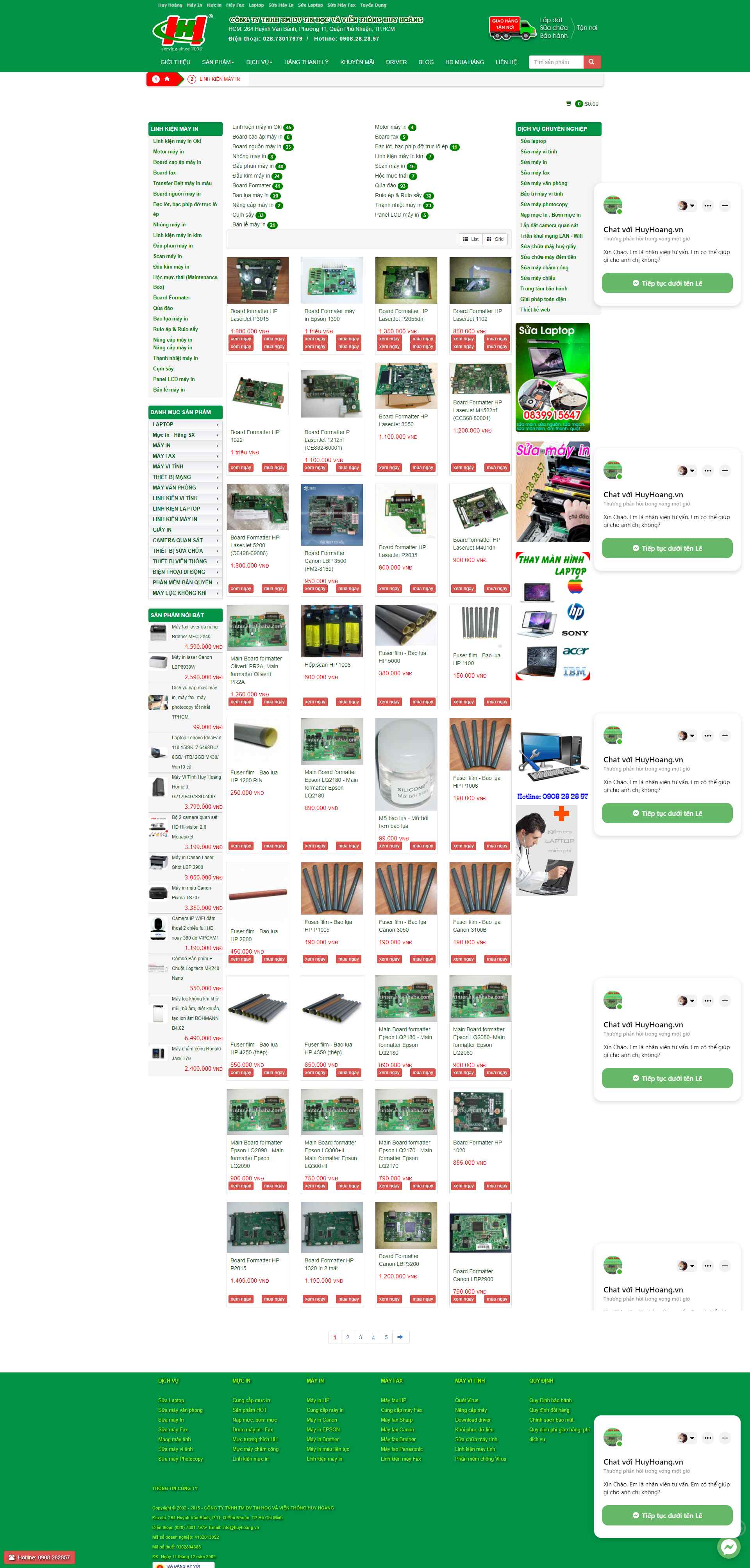 Thiết kế Website web linh kiện máy in - huyhoangvn