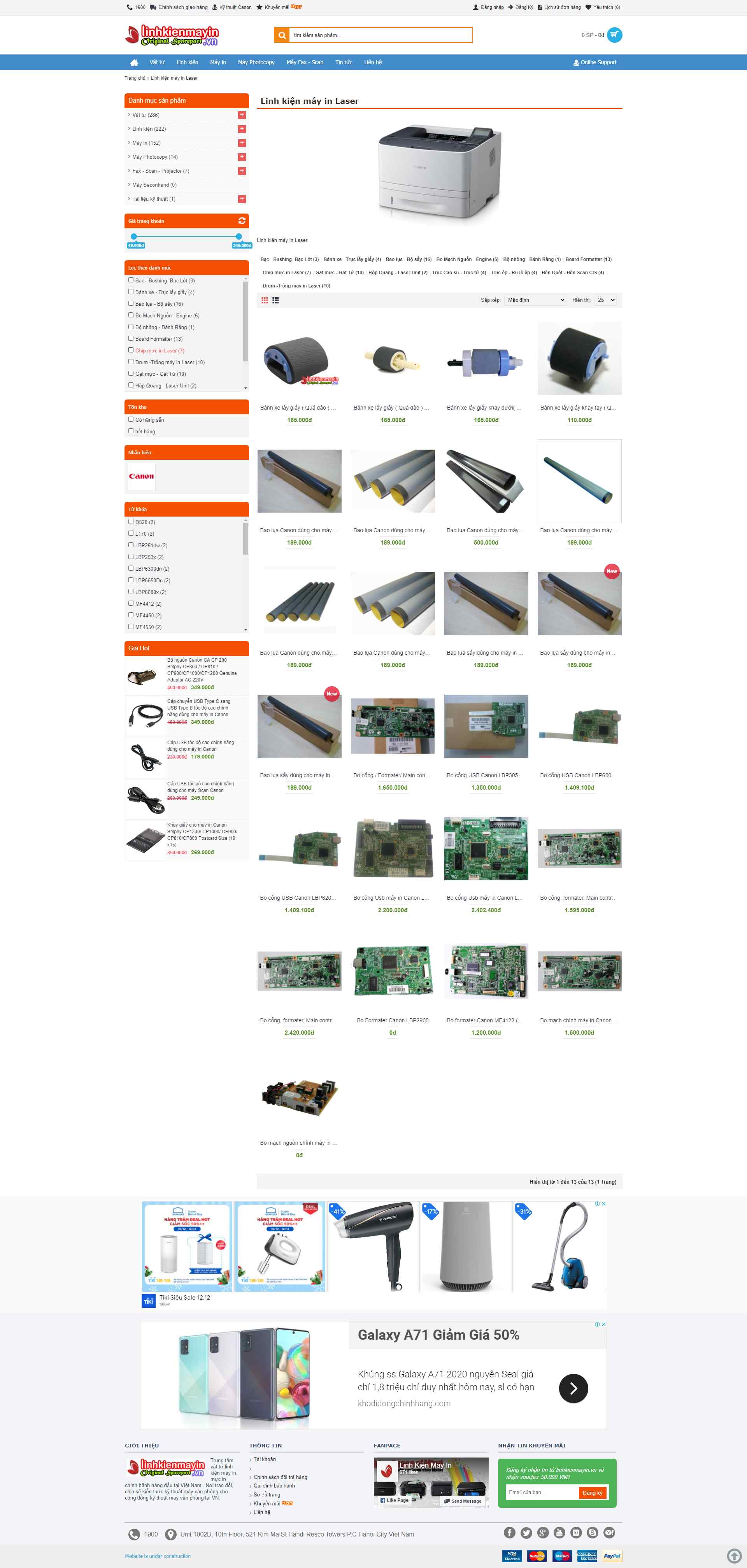 Thiết kế Website web linh kiện máy in - linhkienmayinvn