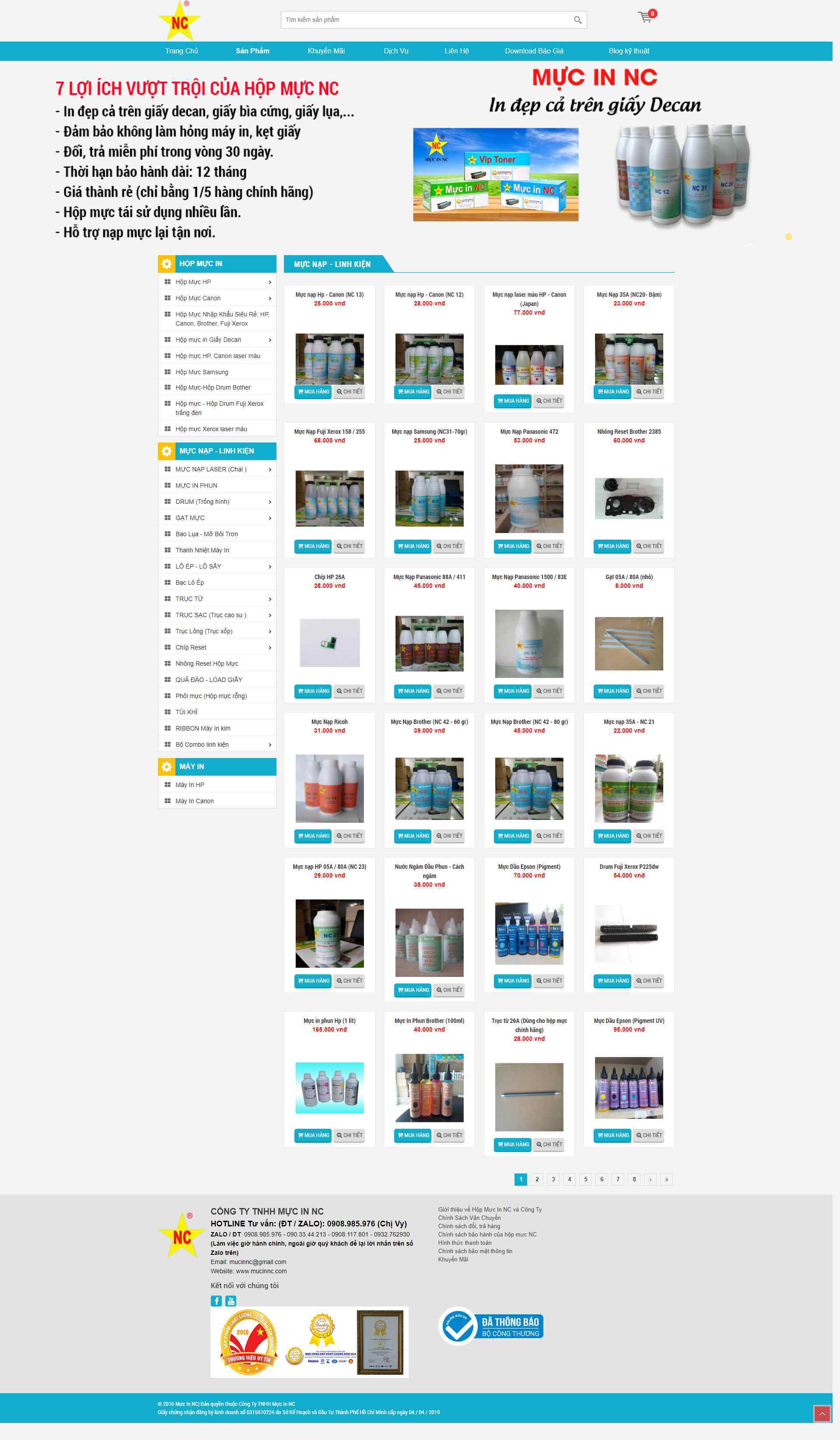 Thiết kế Website web linh kiện máy in - letrangiacom