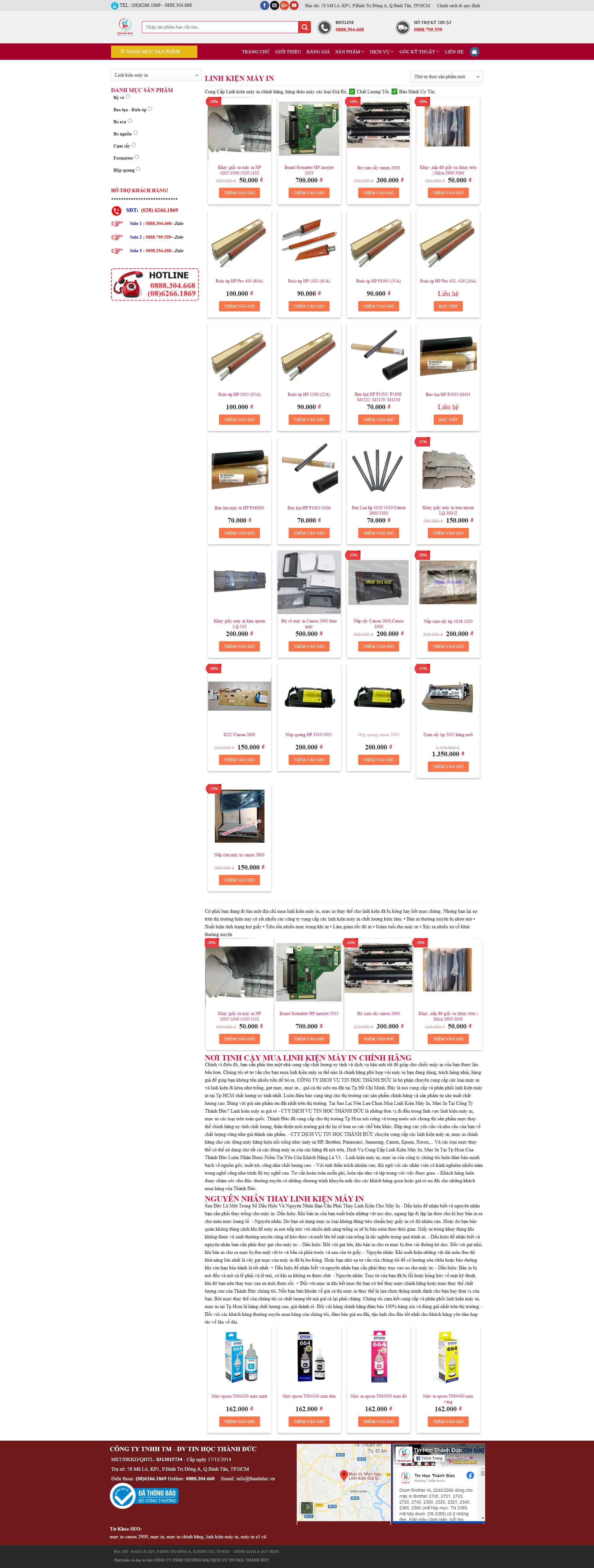 Thiết kế Website web linh kiện máy in - thanhducvn