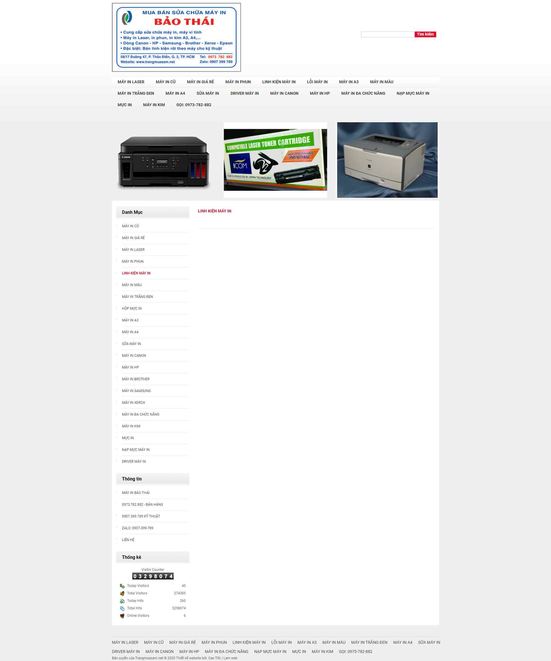 Thiết kế Website web linh kiện máy in - trangmuasamnet