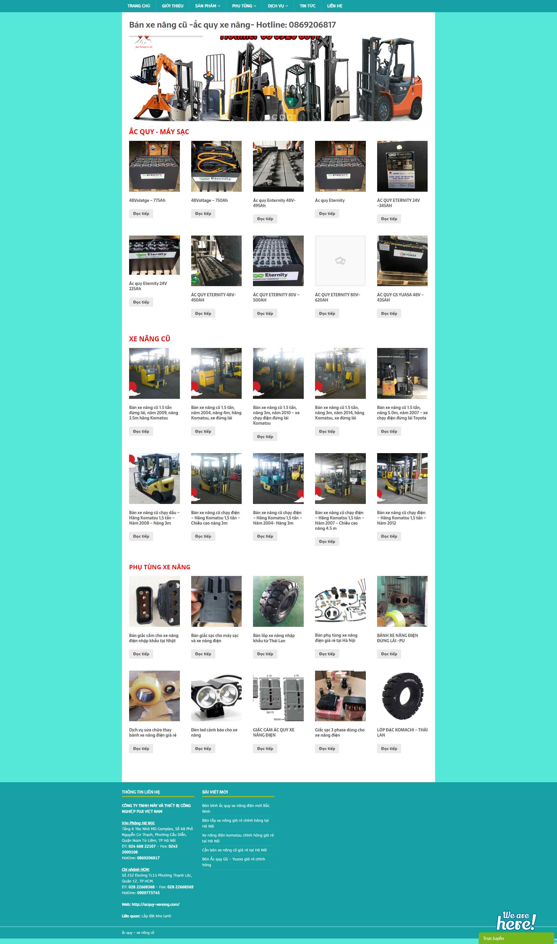 Thiết kế Website web ắc quy xe nâng - acquy-xenangcom