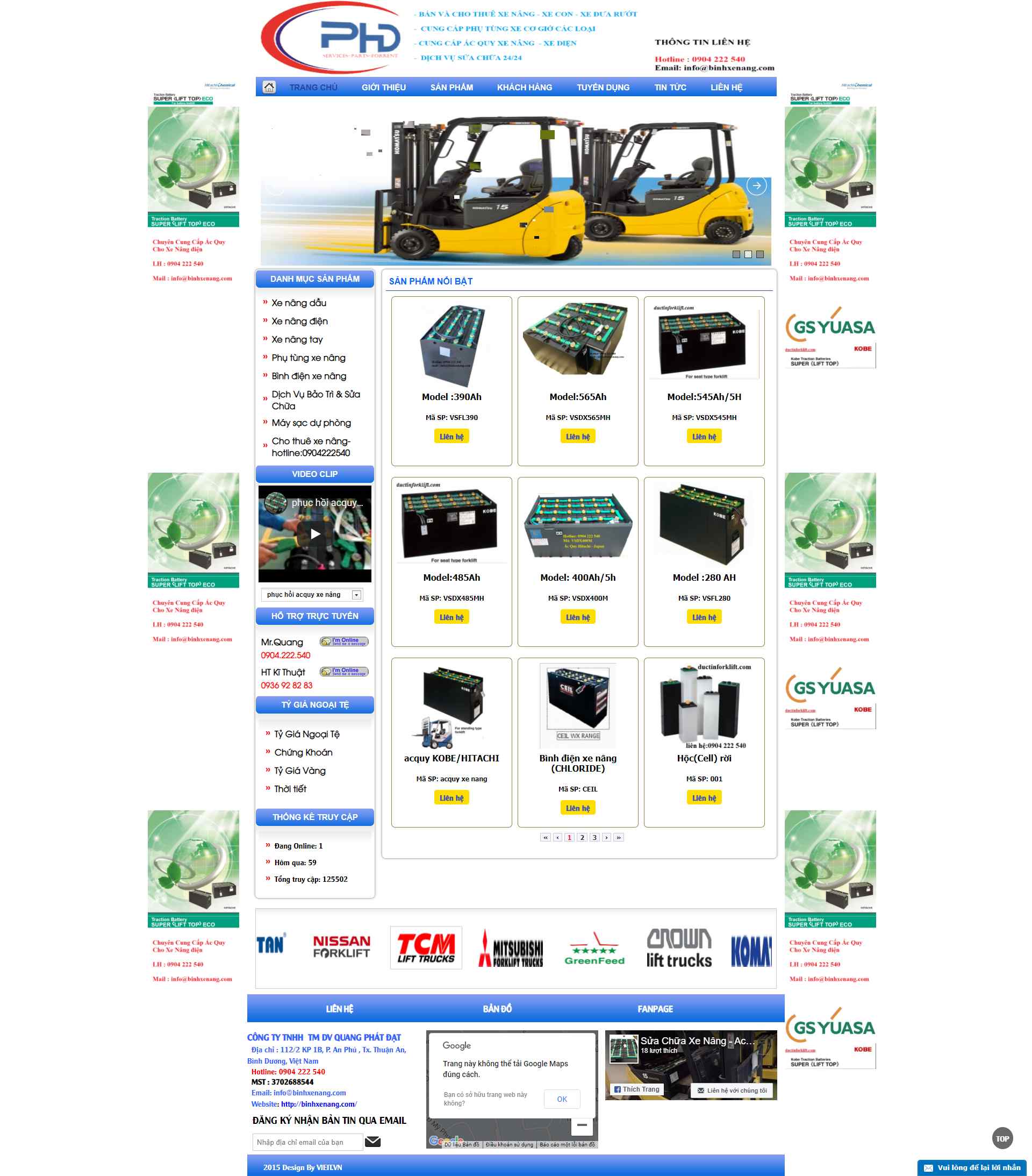 Thiết kế Website web ắc quy xe nâng - wwwbinhxenangcom