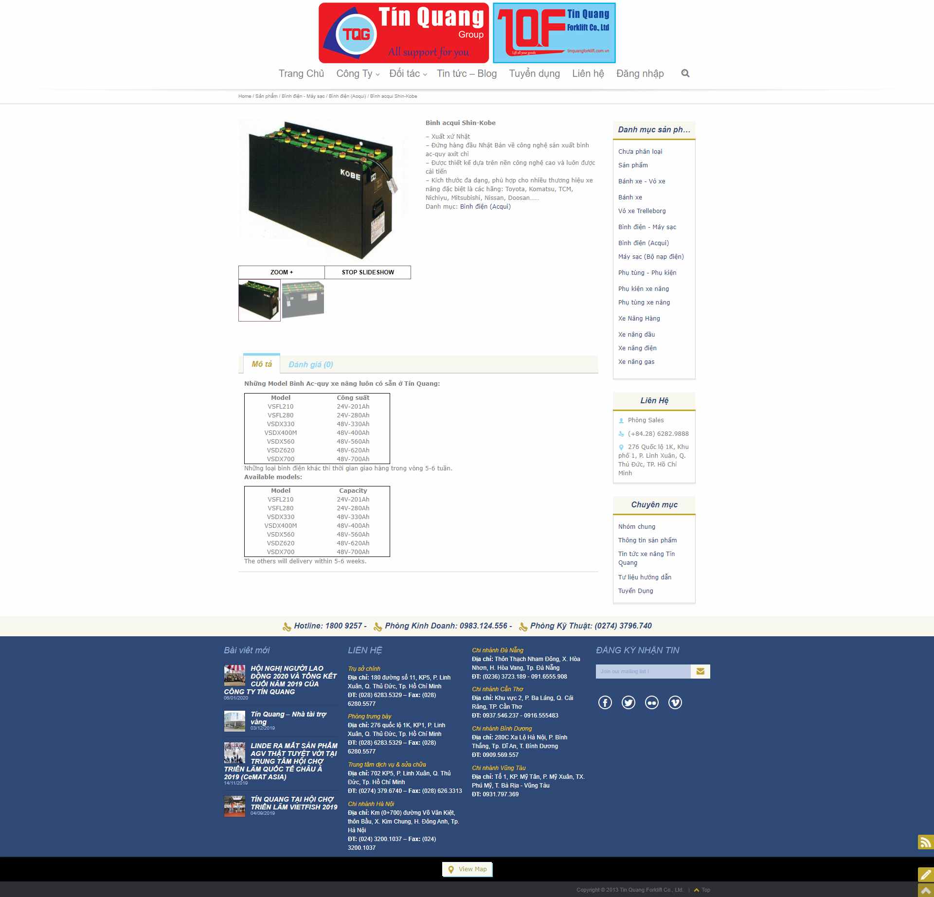 Thiết kế Website web ắc quy xe nâng - tinquangforkliftcomvn