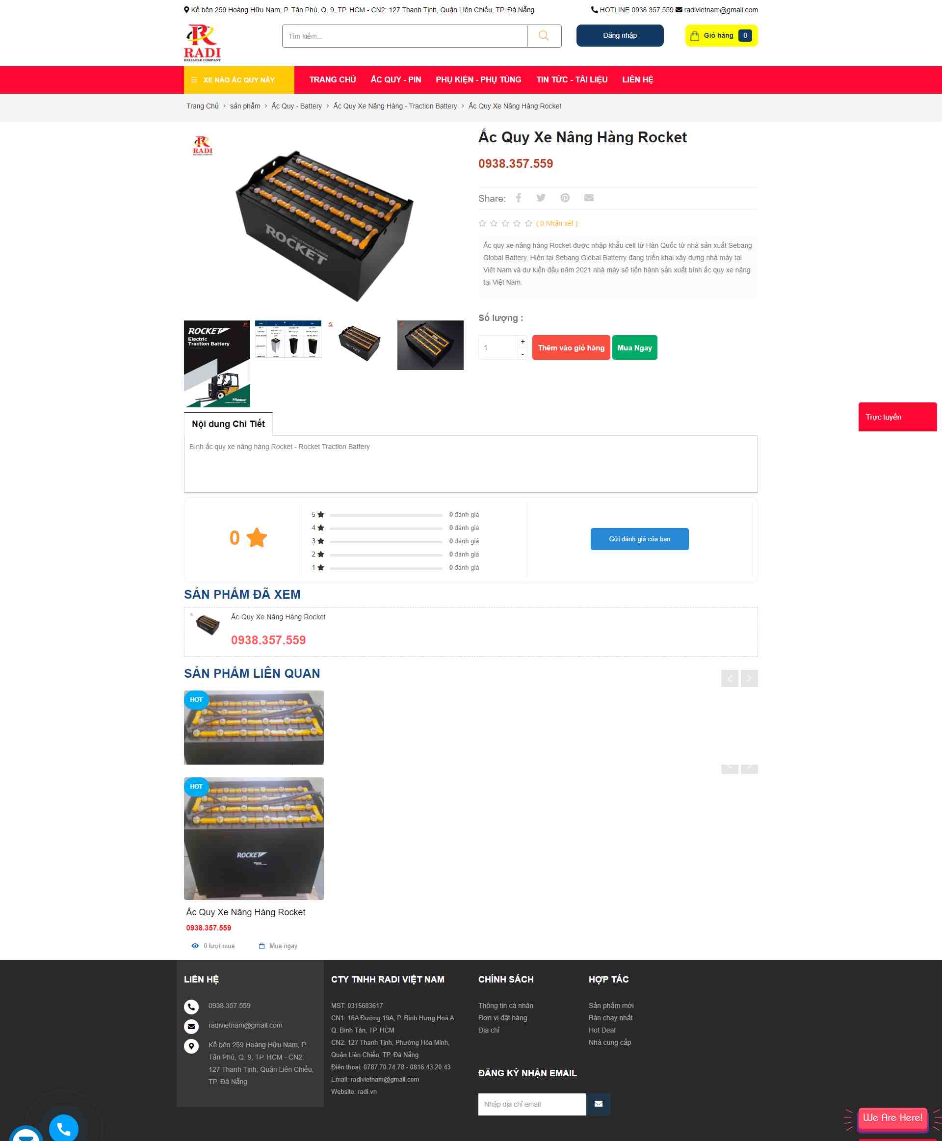 Thiết kế Website web ắc quy xe nâng - radivn