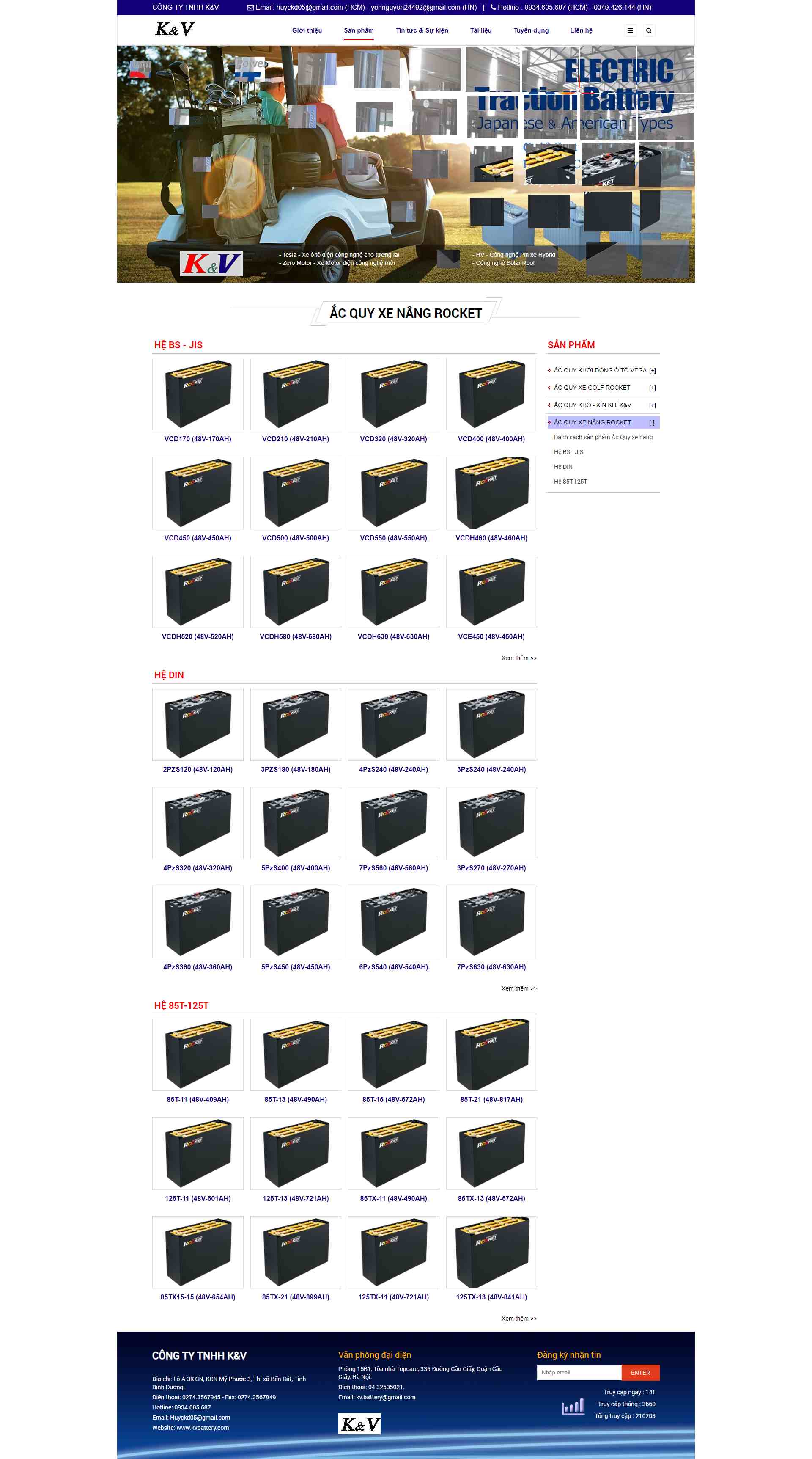 Thiết kế Website web ắc quy xe nâng - kvbatterycom