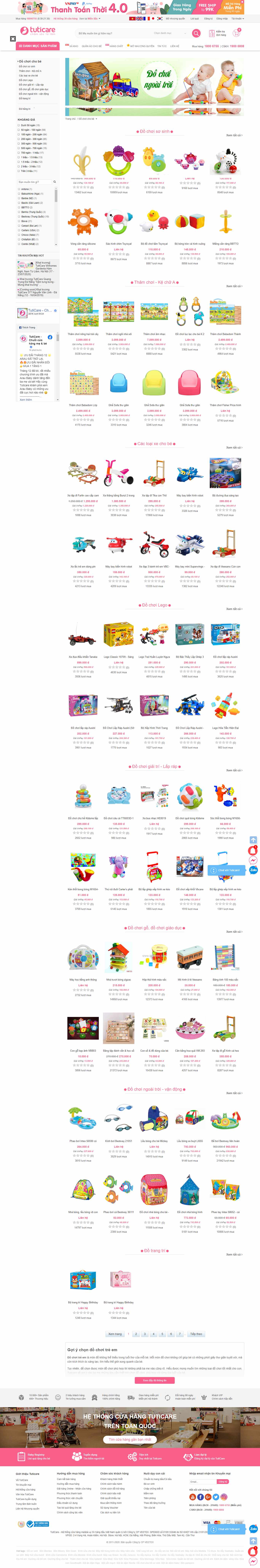 Thiết kế Website Web Bán Đồ Chơi Trẻ Em - wwwtuticarecom