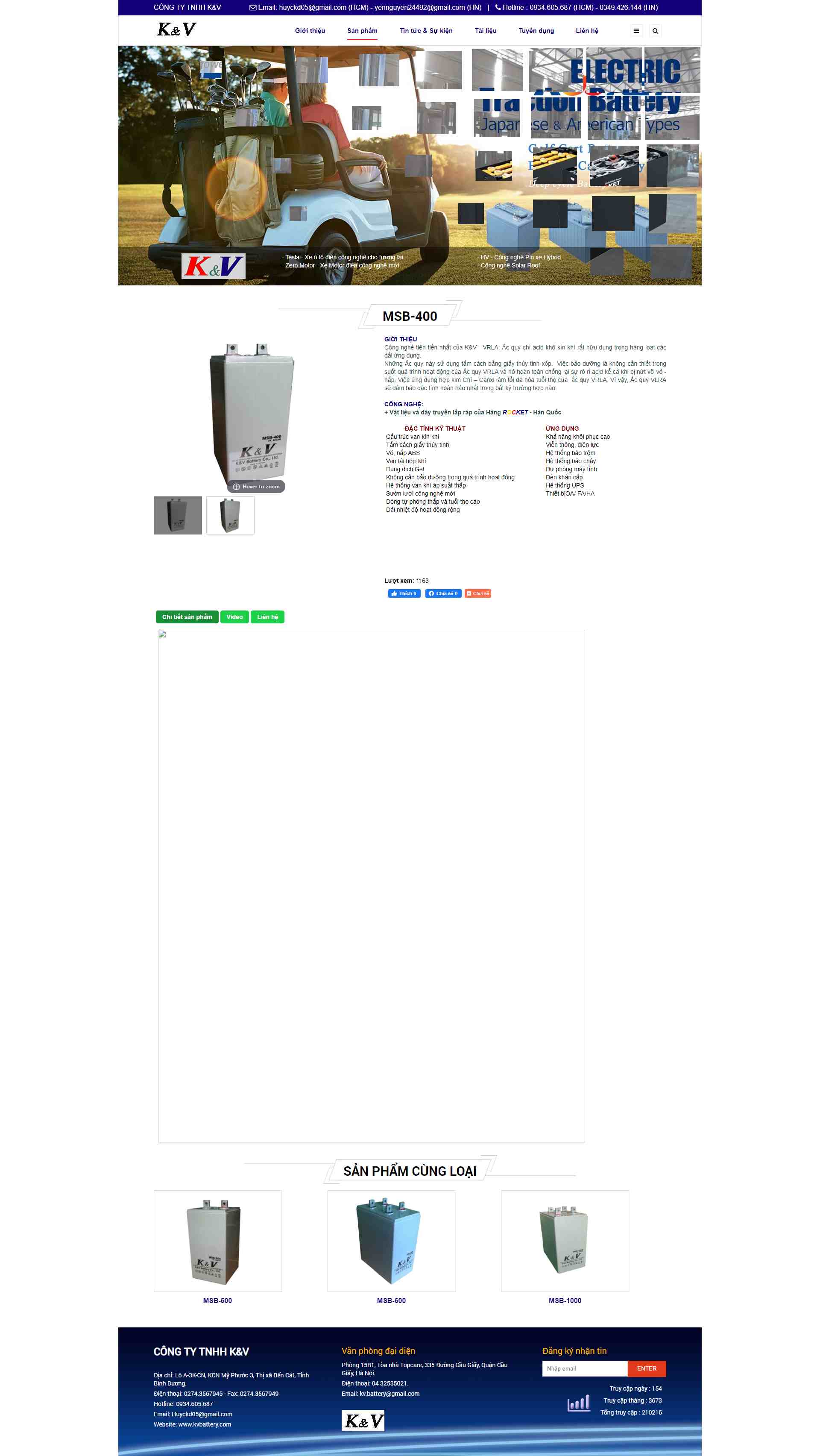 Thiết kế Website web ắc quy khô - kvbatterycom