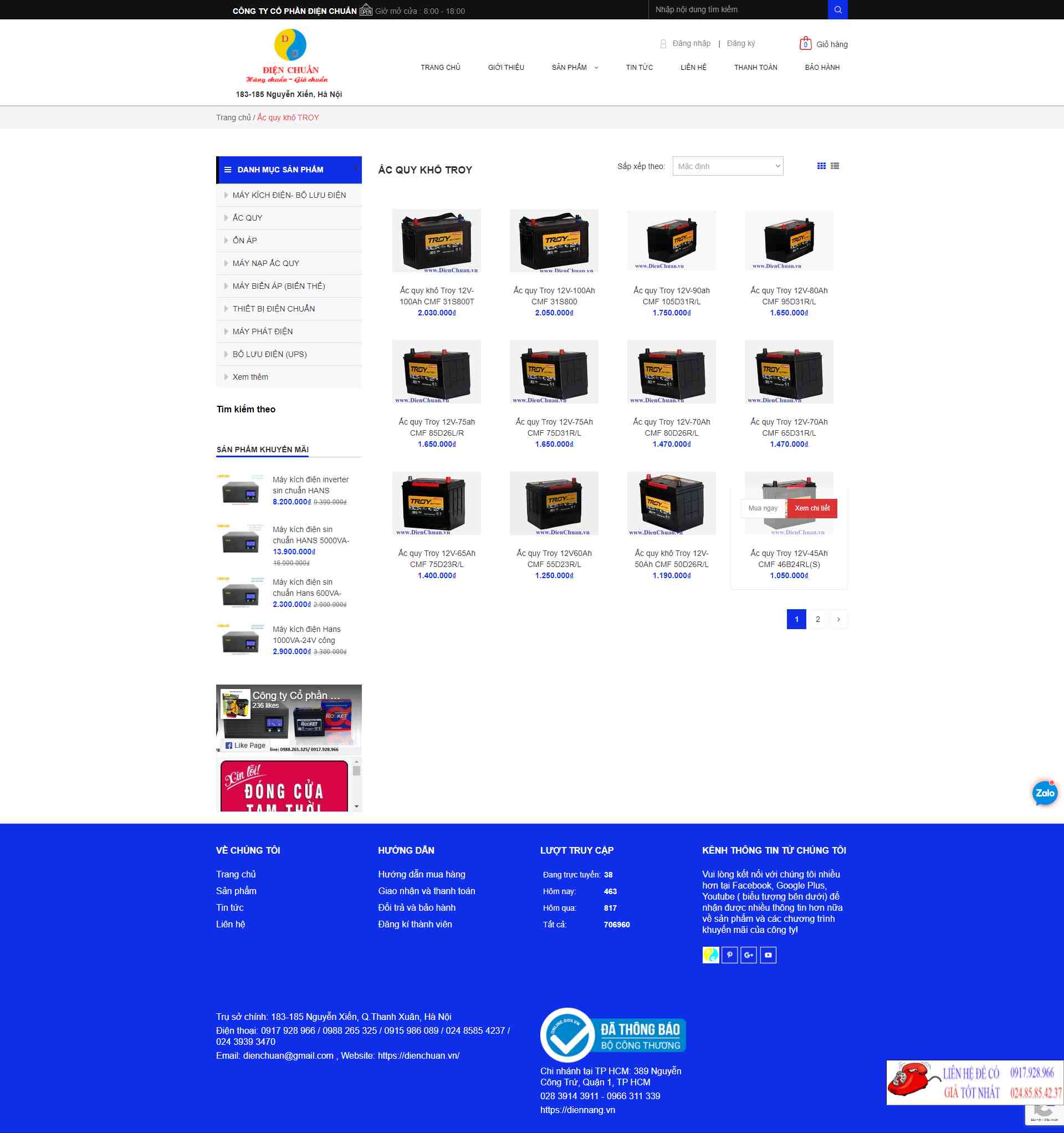 Thiết kế Website web ắc quy khô - dienchuanvn