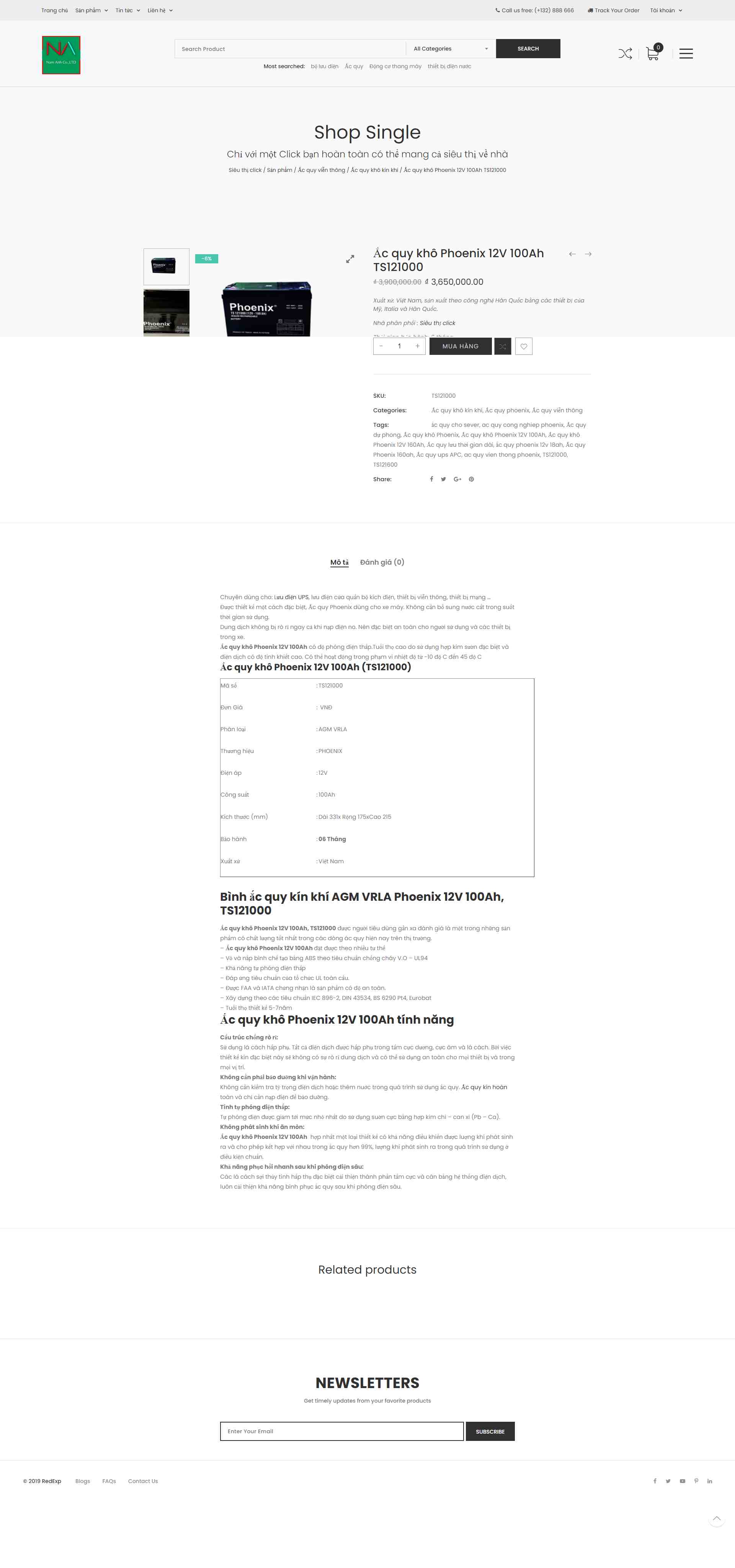 Thiết kế Website web ắc quy khô - sieuthiclickvn