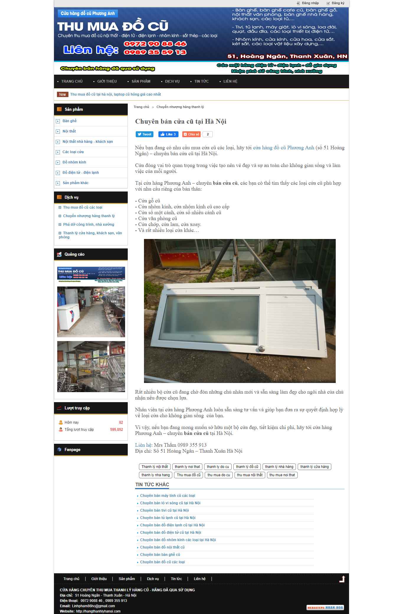 Thiết kế Website Web Bán Cửa - hangthanhlyhanoicom