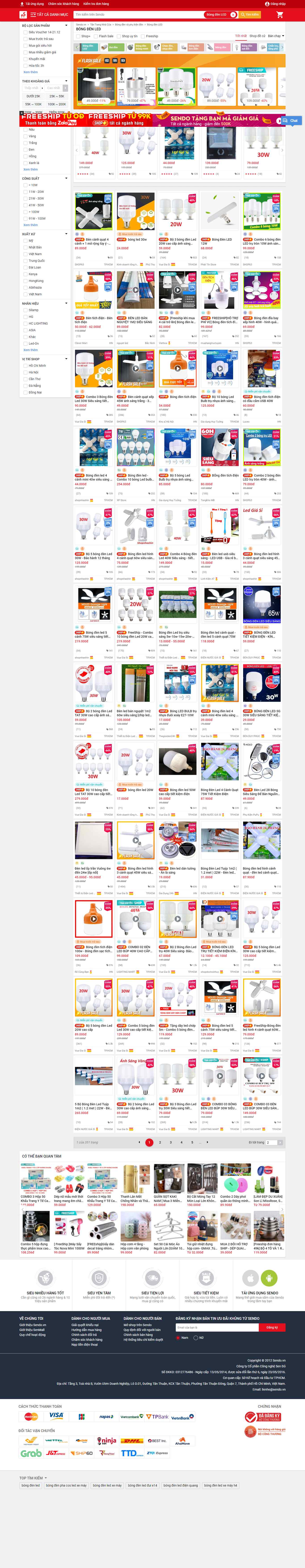 Thiết kế Website Web Bán Bóng Đèn Led - wwwsendovn