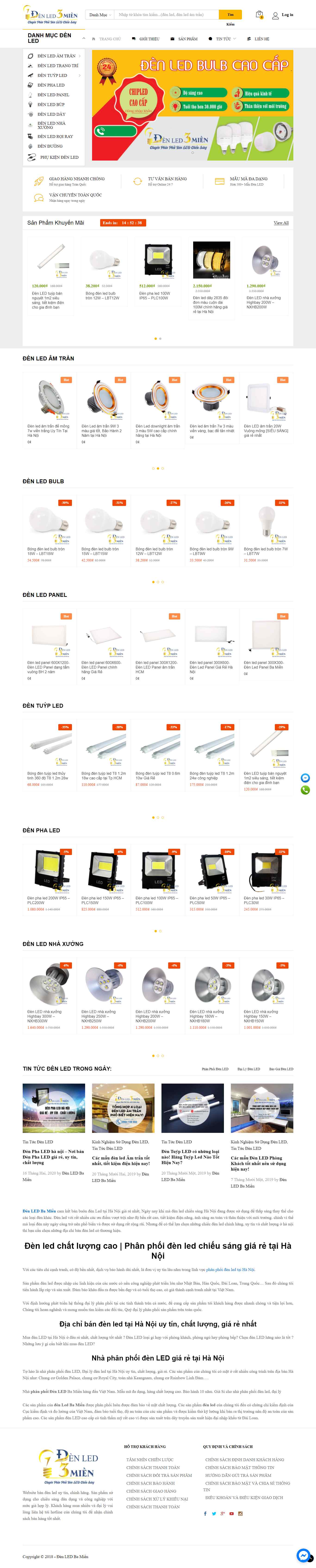 Thiết kế Website Web Bán Bóng Đèn Led - denledbamiencom