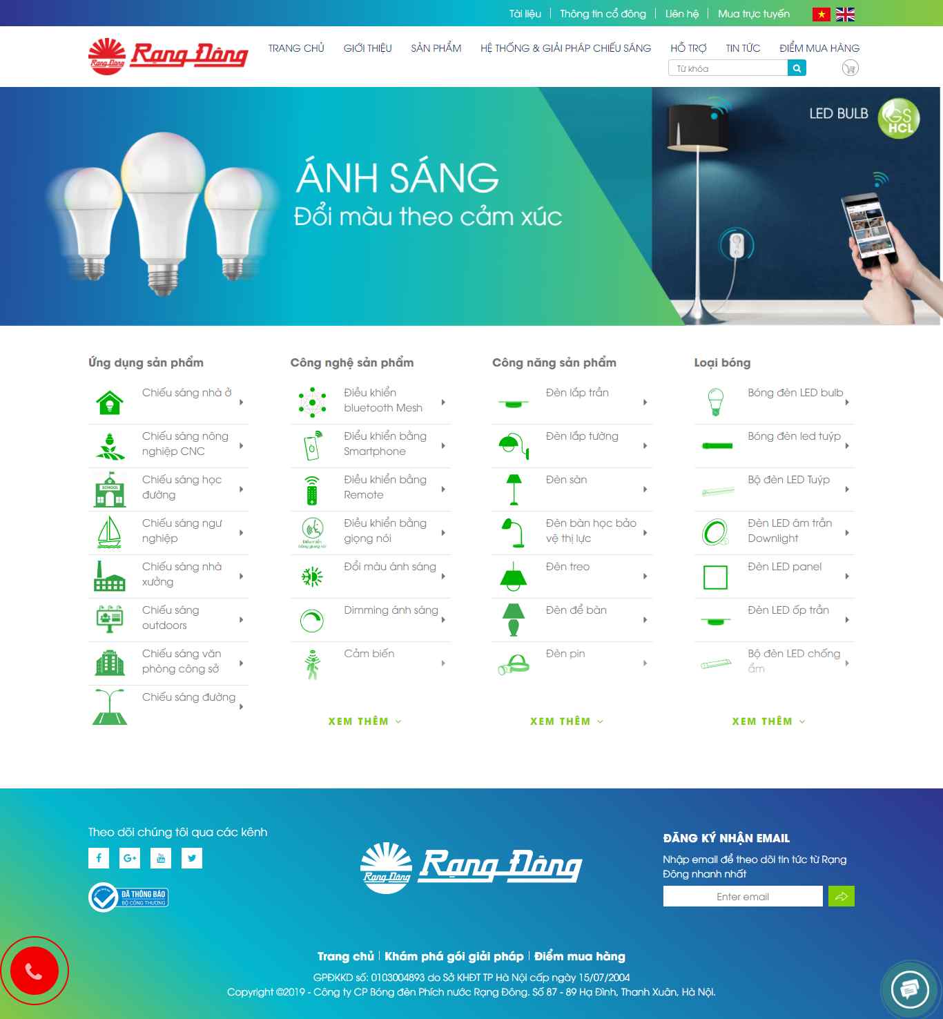 Thiết kế Website Web Bán Bóng Đèn Led - rangdongcomvn
