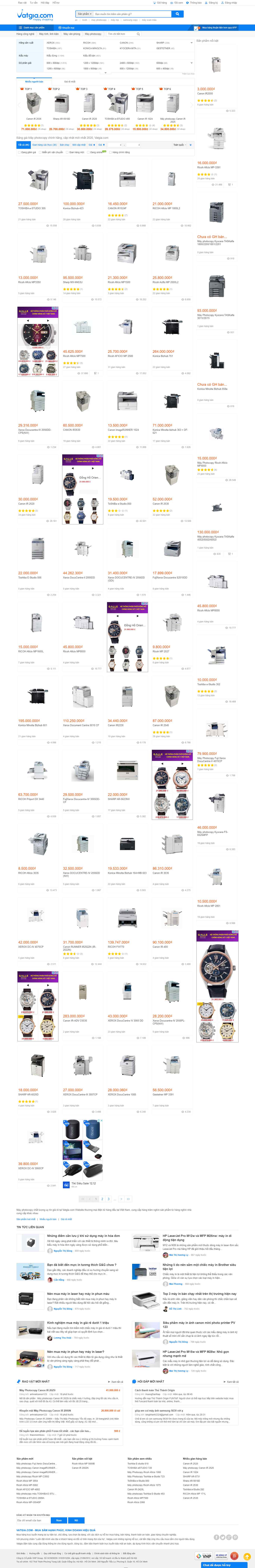 Thiết kế Website Web Máy In Máy Photocopy - vatgiacom