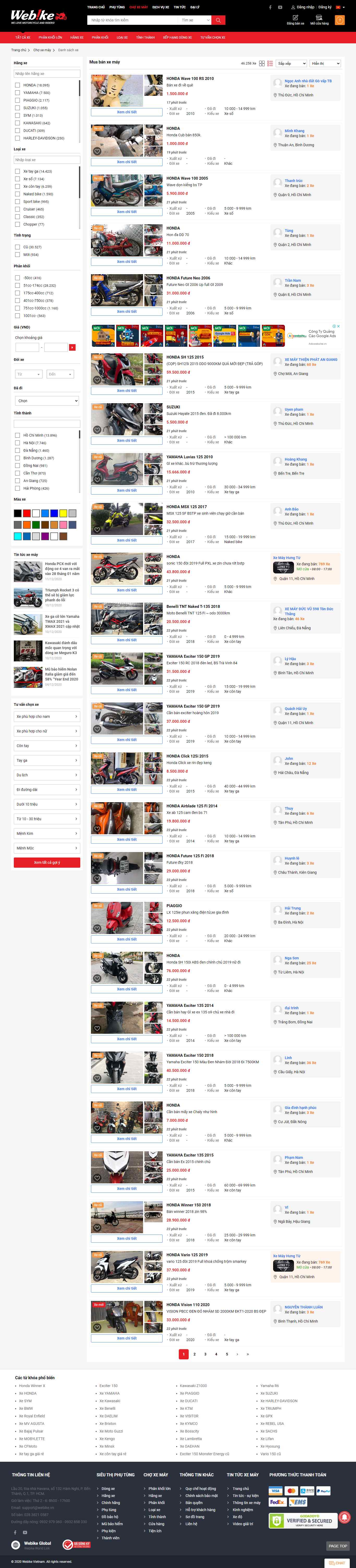 Thiết kế Website Web Bán Xe Máy - wwwwebikevn