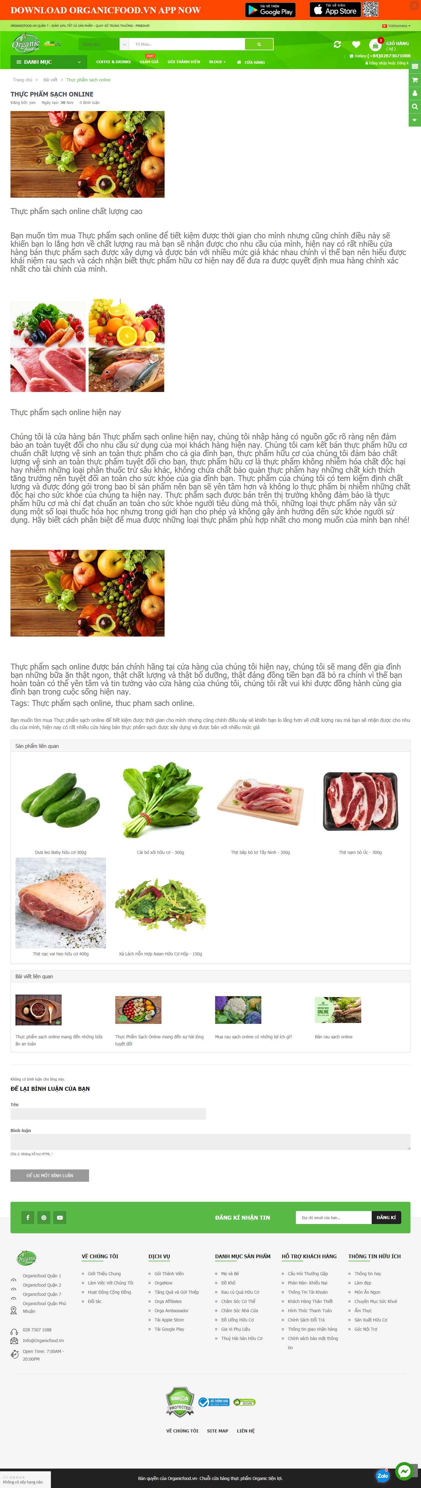 Thiết kế Website Web Thực Phẩm - organicfoodvn