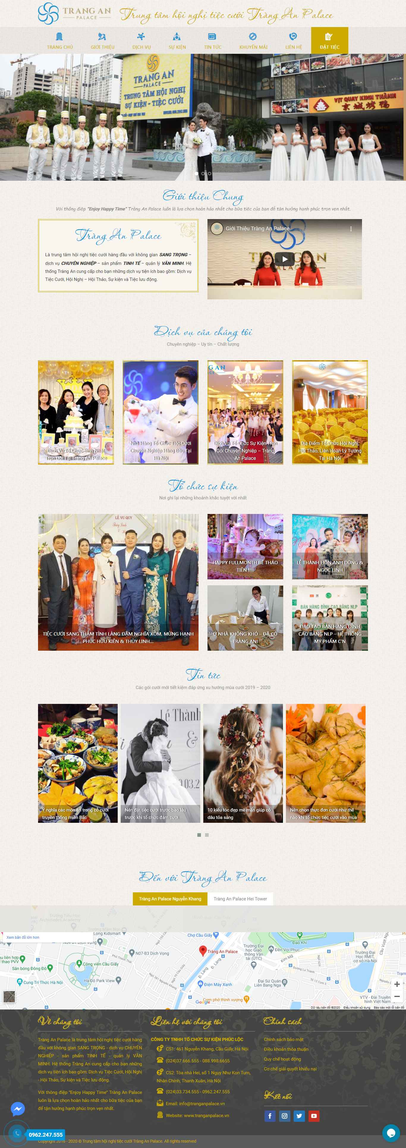 Thiết kế Website Web nhà hàng tiệc cưới - tranganpalacevn