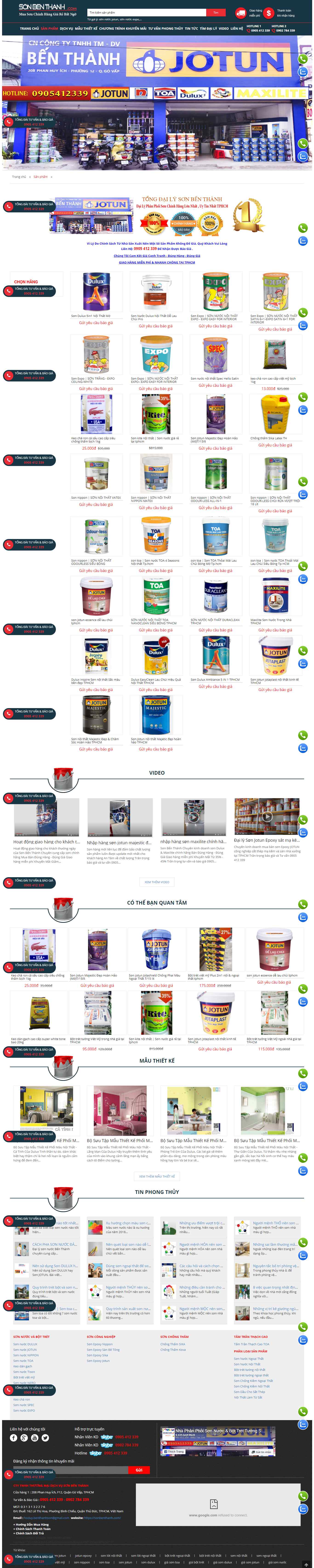 Thiết kế Website Web Các loại sơn nội thất - sonbenthanhcom
